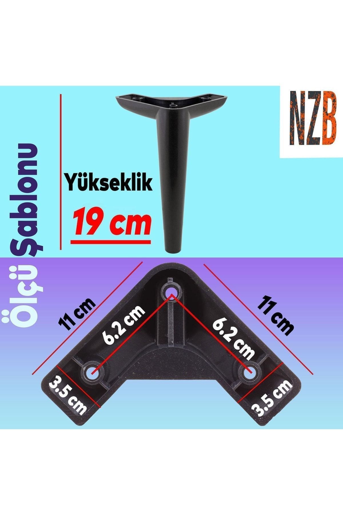 NZB-Luxury Furniture Sofa Coffee Table TV Unit Sofa Leg 19 Cm Black Base Foot 2