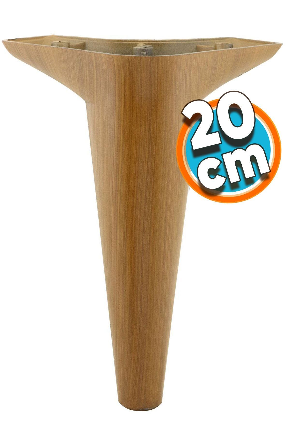 NZB Mobilya Kanepe Sehpa Puf Koltuk Ayağı 20 Cm Kahverengi Ahşap Desenli Baza Ayak