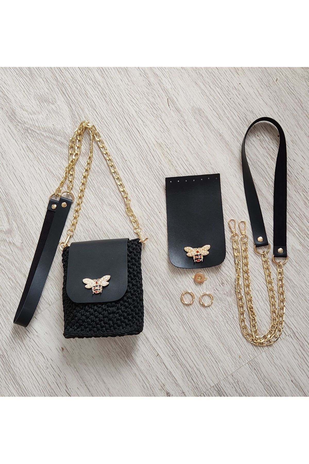 BEE DETAILED KNIT BAG KIT (HANGER+COVER+2HALK+BASE)