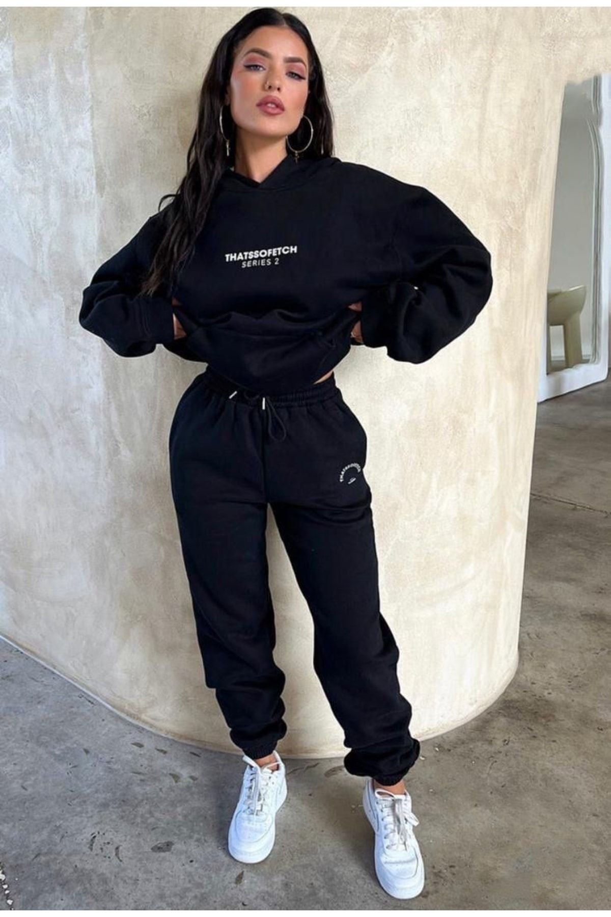 AFROGİYİM Жіночий спортивний костюм Thatssofetch з принтом в стилі оверсайз