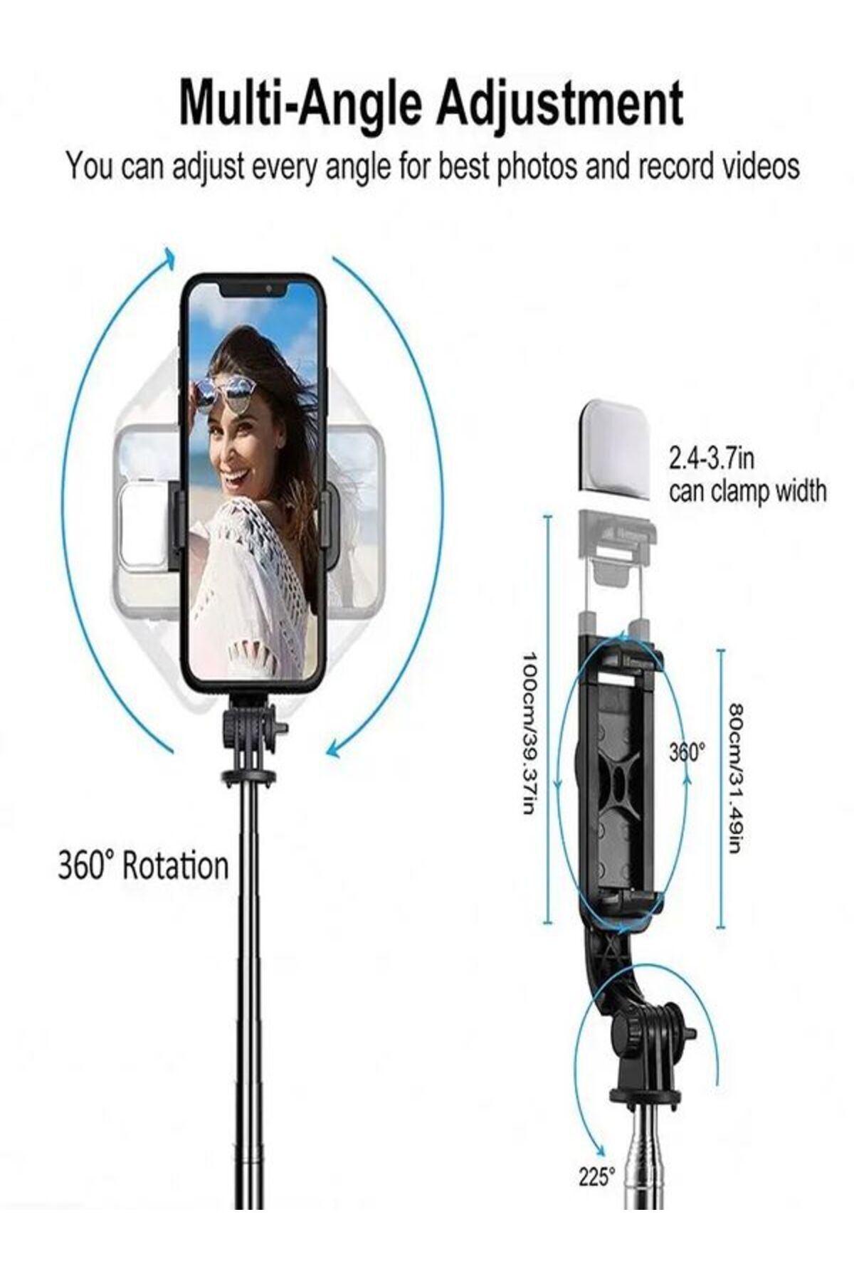 LED Işıklı Tripod Kablosuz Selfie Çubuğu, Tripod Standı 6