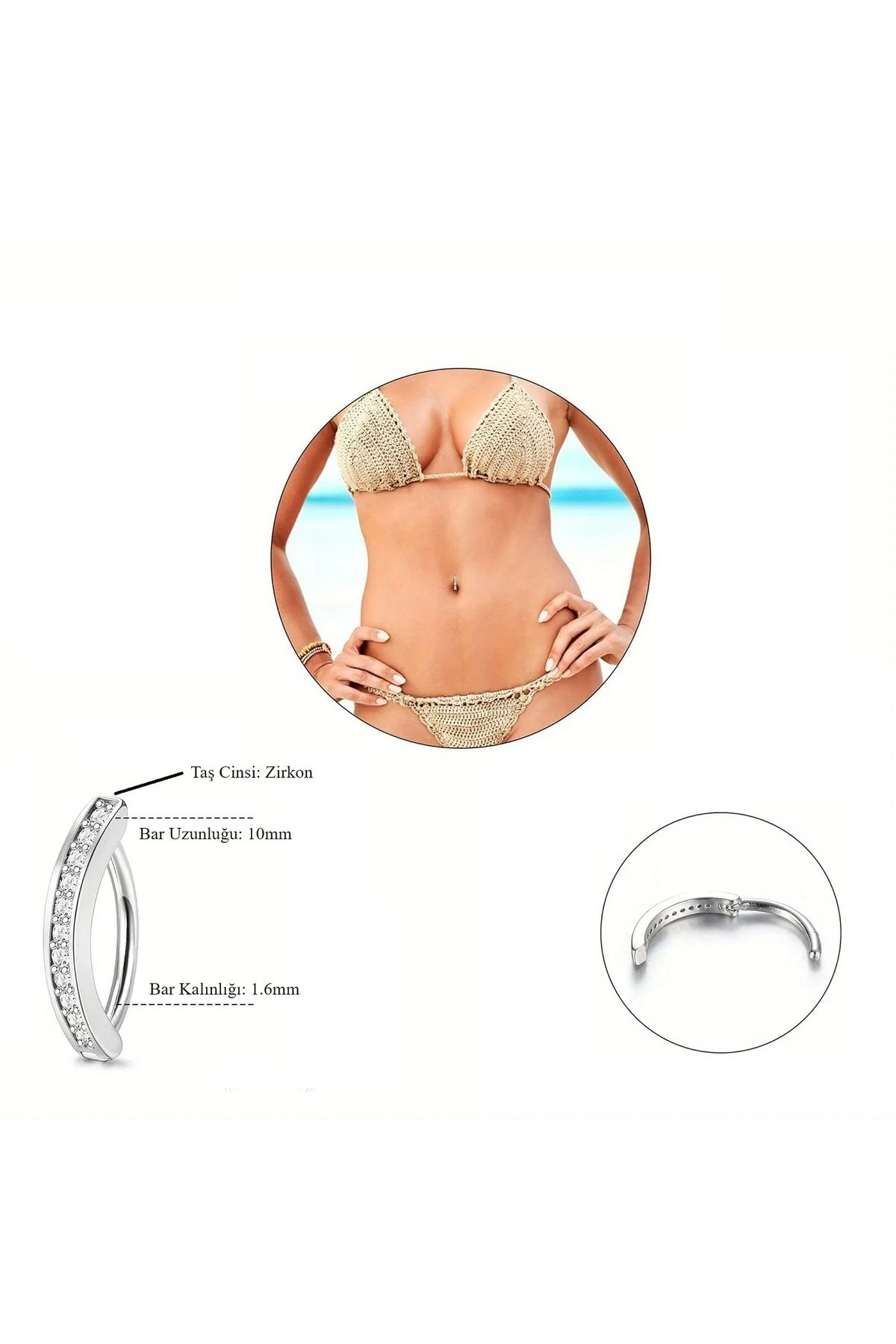 agbtasarım-1st Level Zircon Stone Stringed Hook - Single and Double Intersection Piercing (Special Design) 2