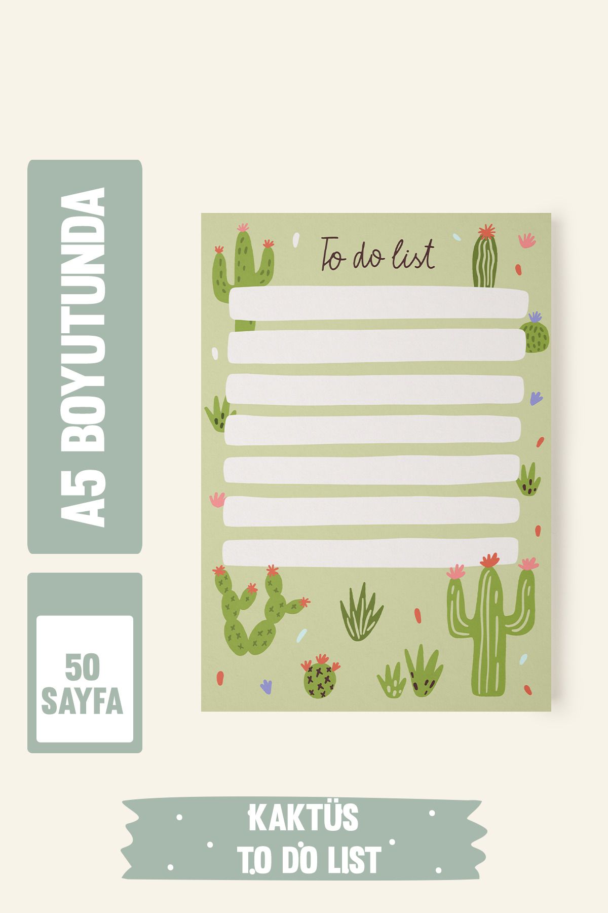 Srctech-Cactus Themed To Do List 50 Sheets A5 Size 1