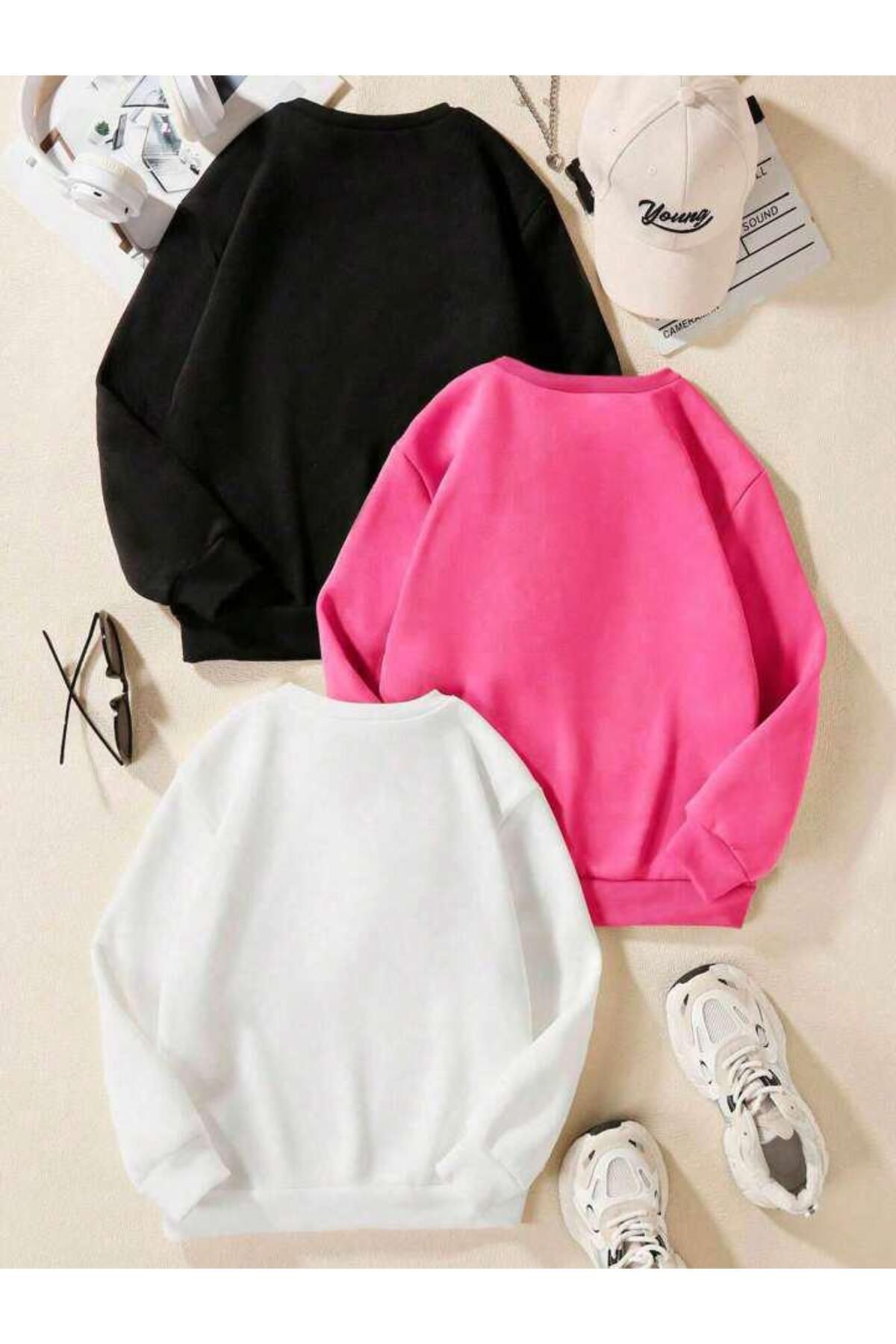 Kız Çocuk 3lü Paket Princess Baskılı Sweatshirt