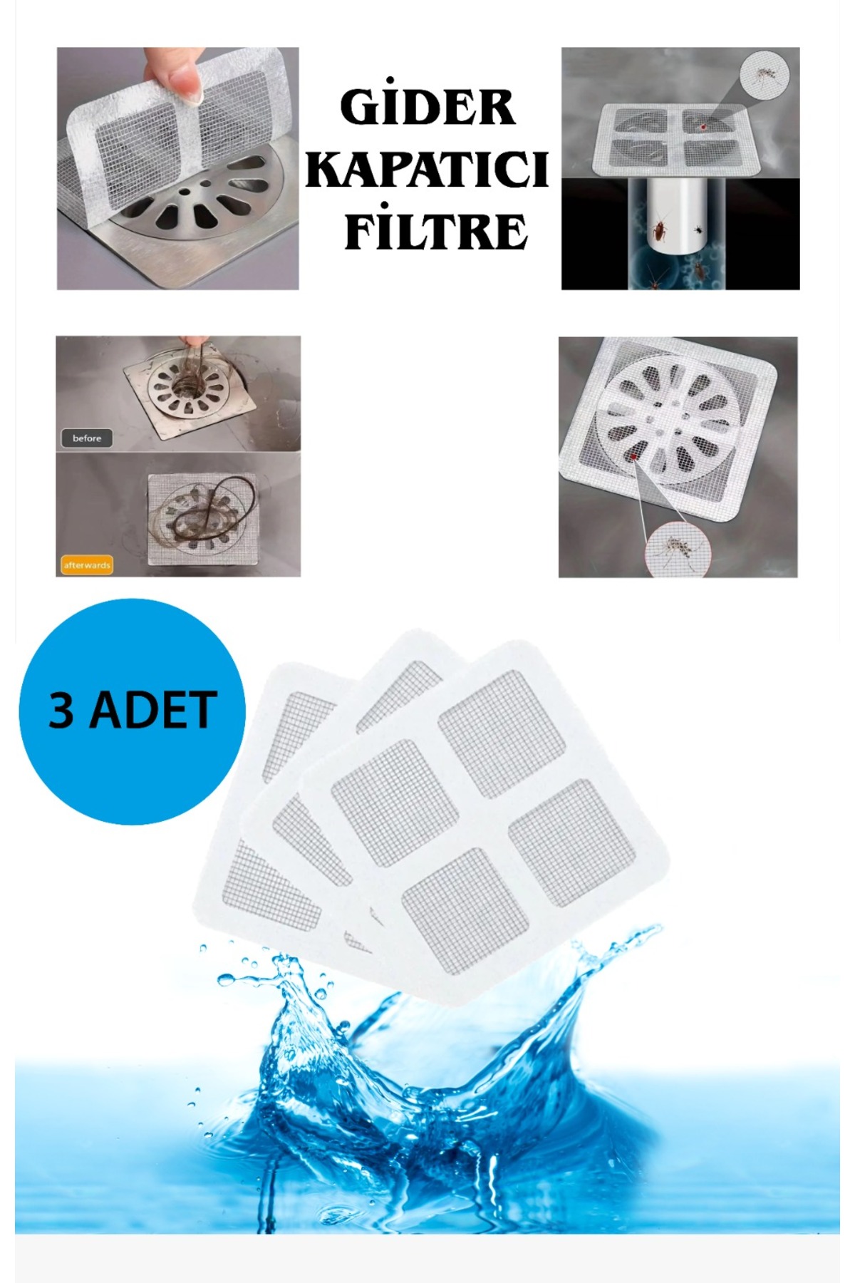 Vwear 3 Adet Banyo Gider Süzgeci Saç Yakalayıcı Süzgeç Banyo Duş Gider Tıkanık Önleyici Süzgeç