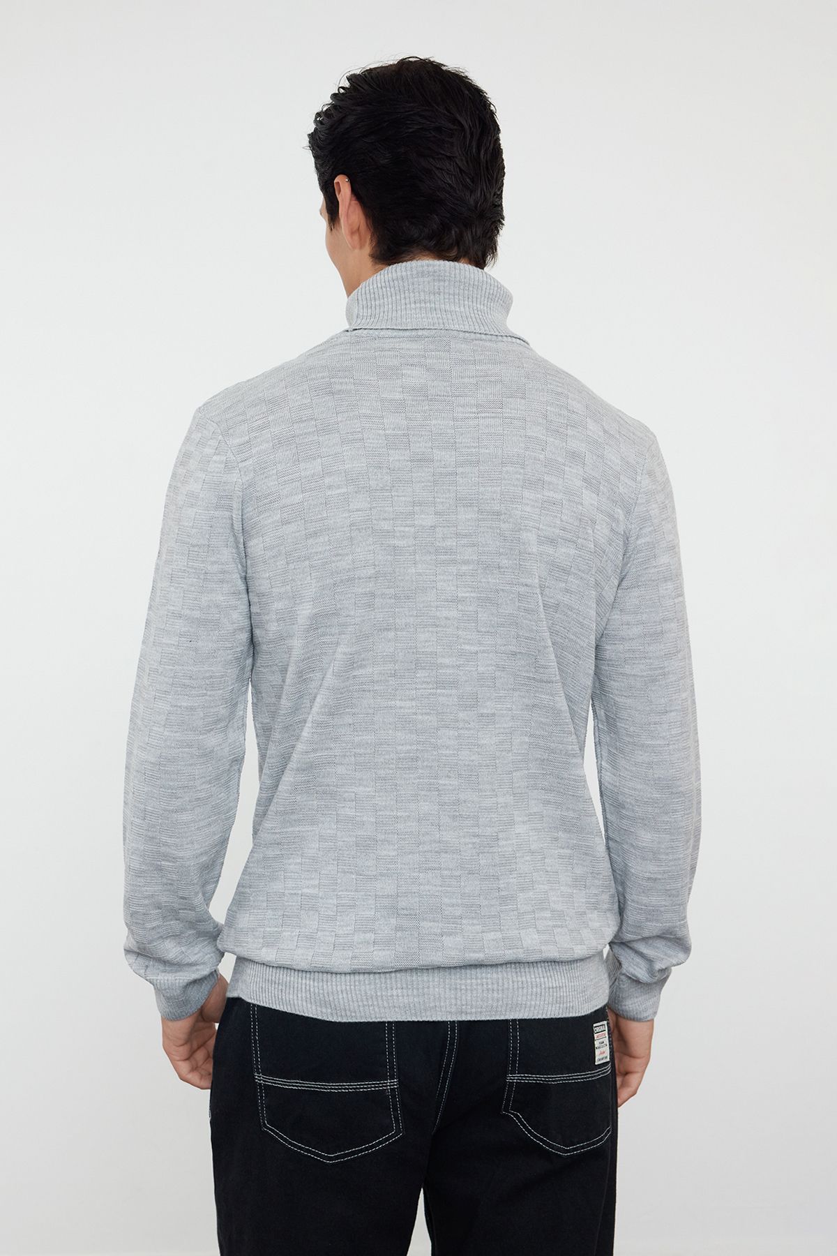 Trendyol Collection-Grauer Herren-Strickpullover mit Rollkragenpullover TMNAW20VK0004 5