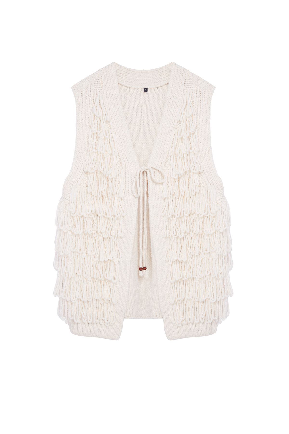 Trendyol Collection-Ecru Tassel Detailed Regular Vest - TWOAW25YE00009 6