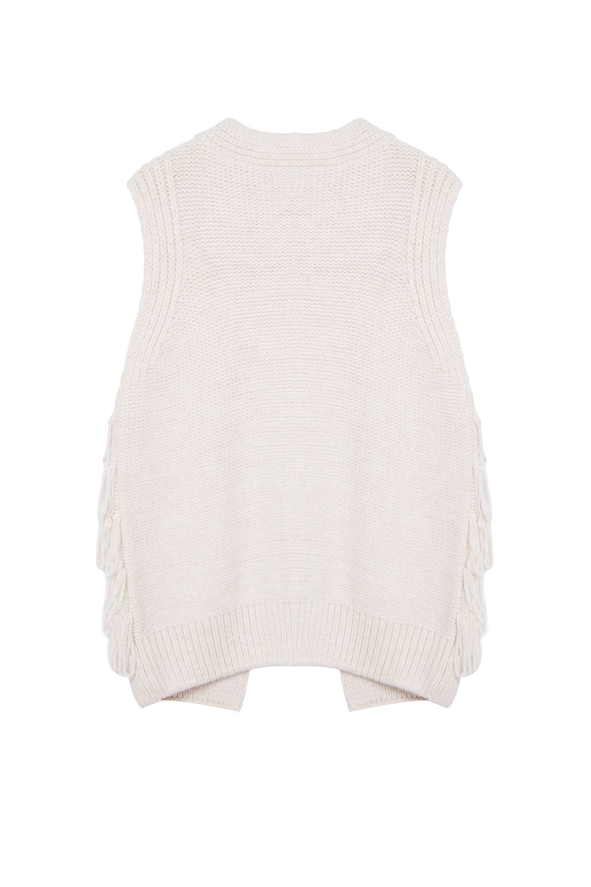 Trendyol Collection-Ecru Tassel Detailed Regular Vest - TWOAW25YE00009 7