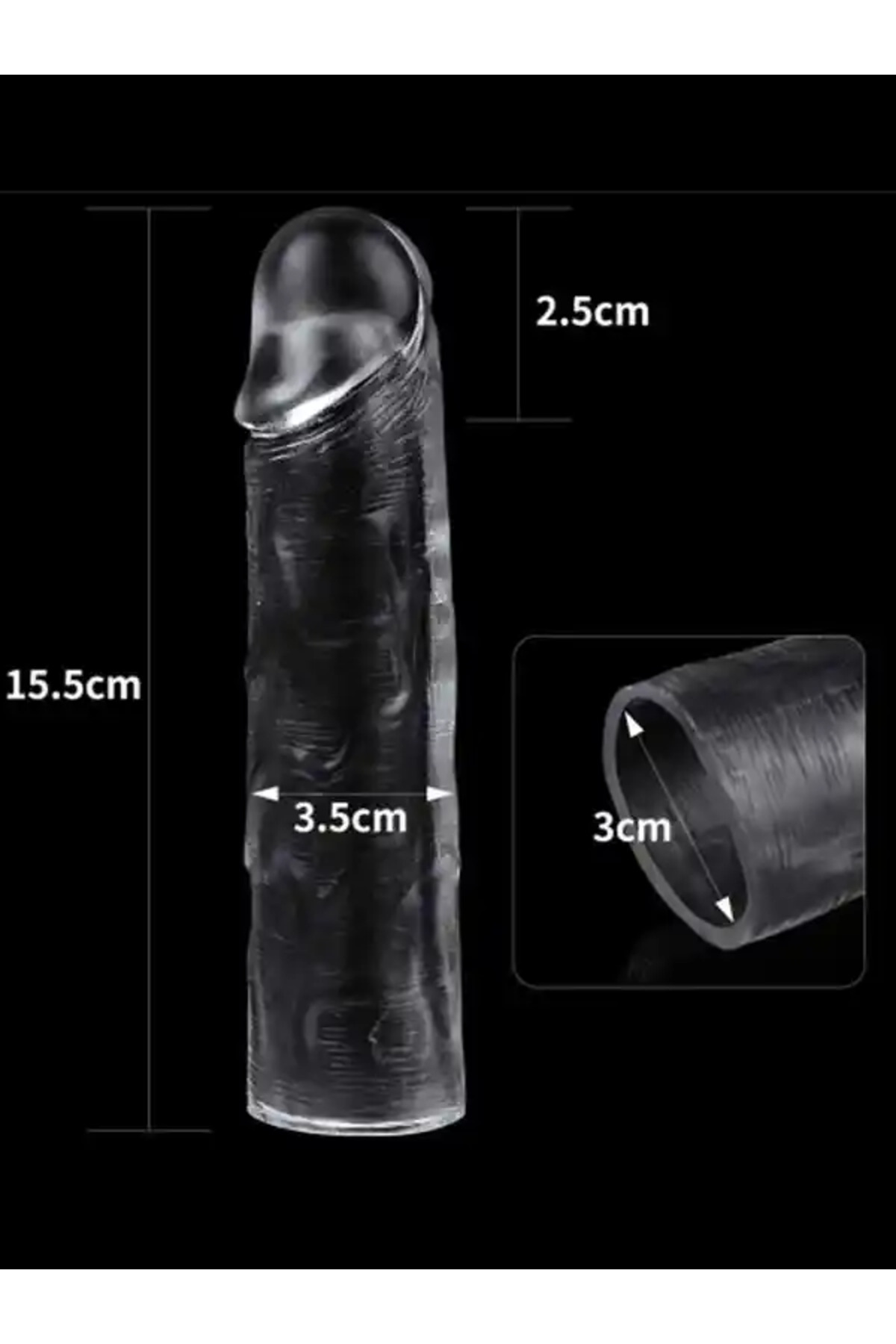 Şeffaf Penis Kılıfı 2.5 cm Uzatmalı