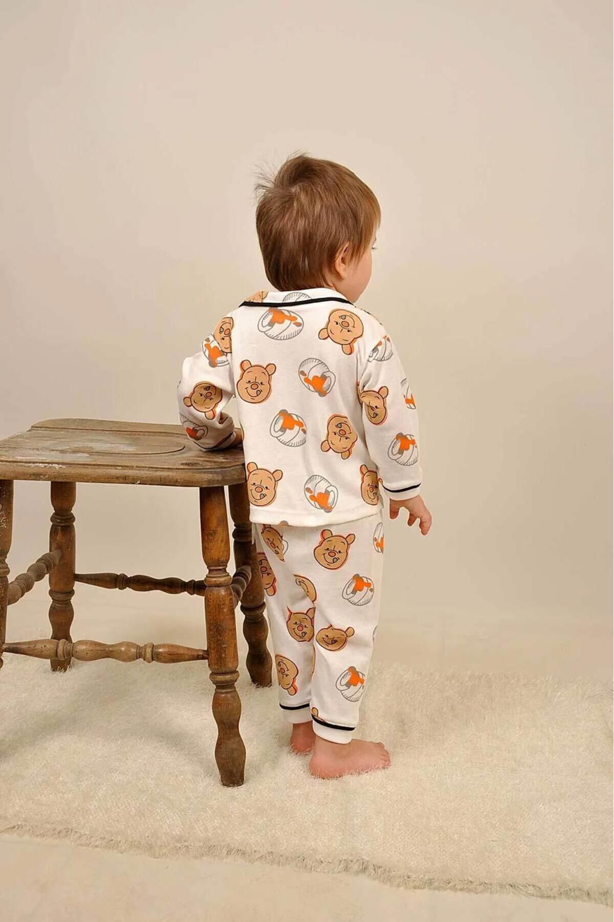 Sparrow Laurel-Winnie the Pooh Printed Unisex Baby Pajamas Set - Front Button, Bottom Top Nightwear Set (6-24 Months) 3