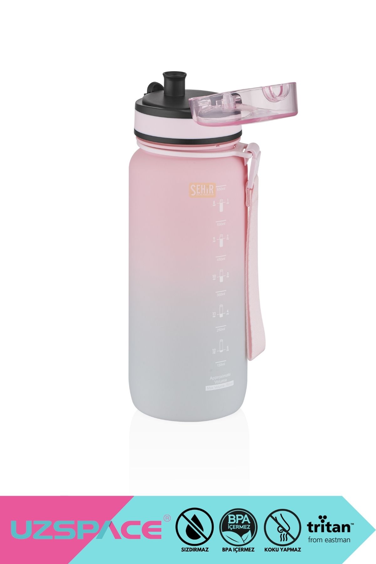 Uzspace-New 650ml Tritan Water Flask - Double Color, Leak-Proof, BPA Free and Lockable Lid 2