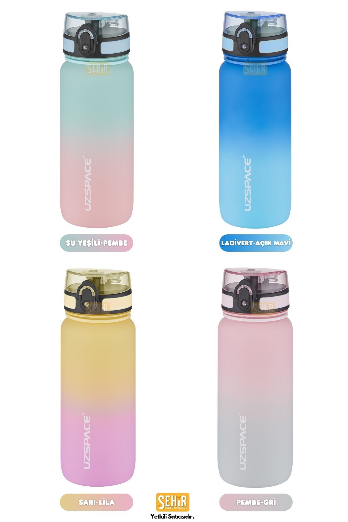 Uzspace-New 650ml Tritan Water Flask - Double Color, Leak-Proof, BPA Free and Lockable Lid 8