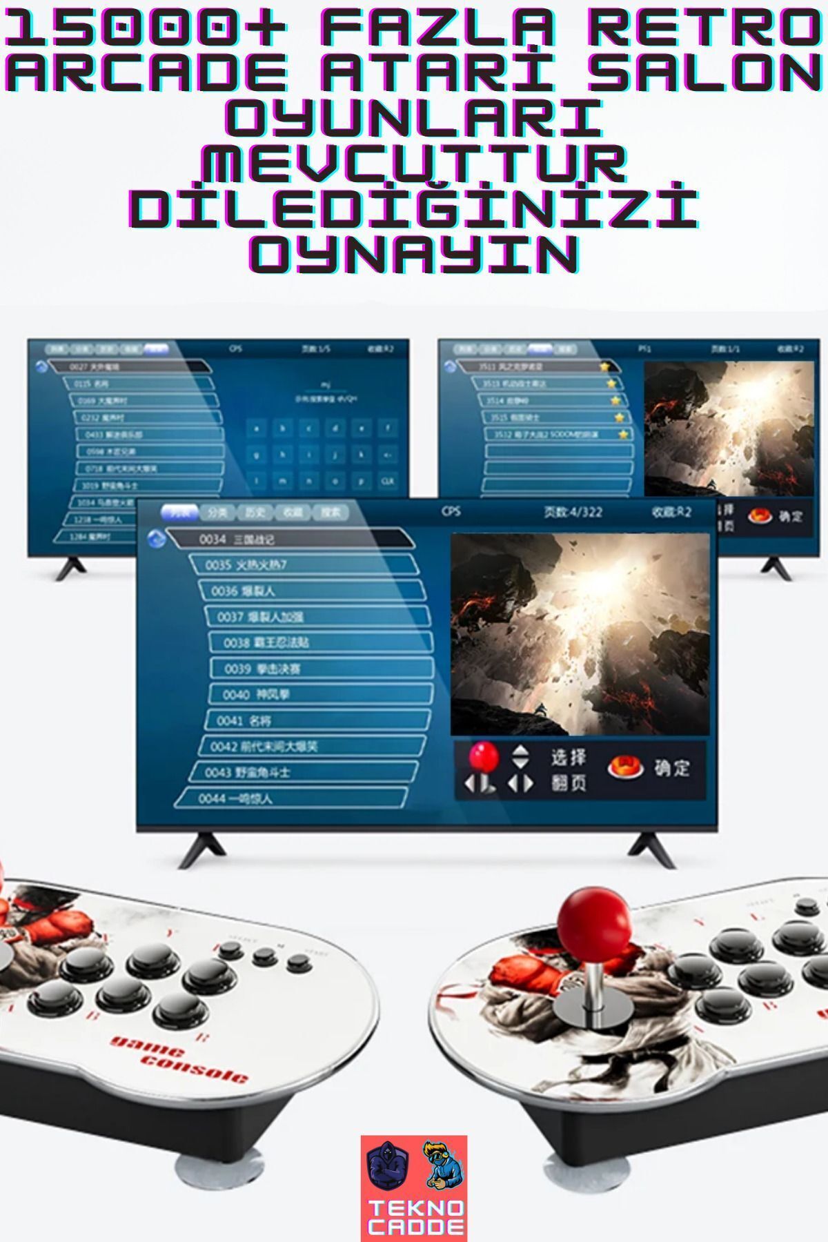 M9 64GB Çift Joystick 4K HDMİ 15000+ OYUNLU RETRO ARCADE OYUN KONSOLU ATARİ 4