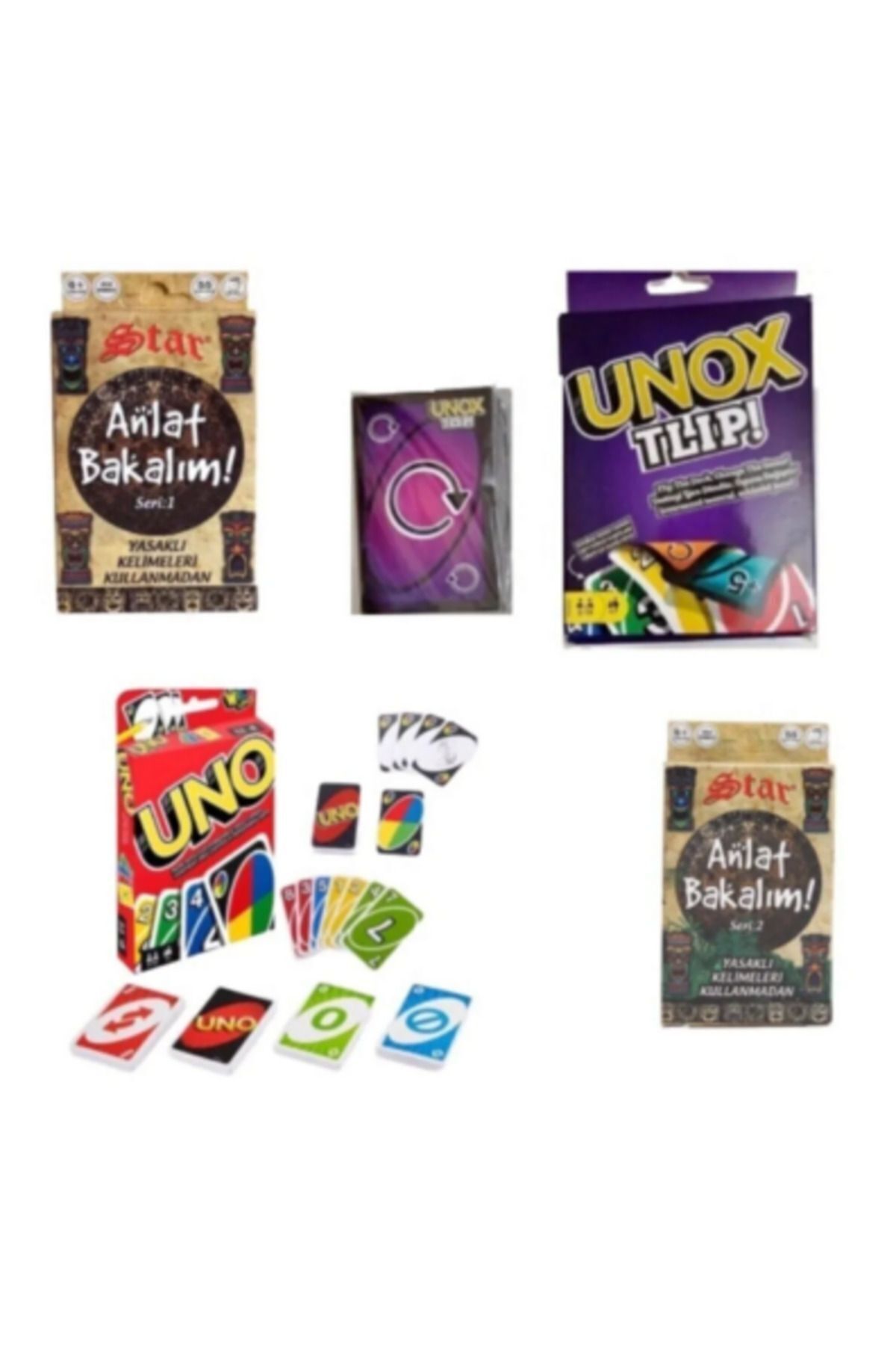 GenelTedarik-مجموعة رائعة مكونة من 5 قطع - UNO، UNOX TLIP، MONOPOLY، NARRAT SCANCE 1 وNARRAT SCANCE 2 2