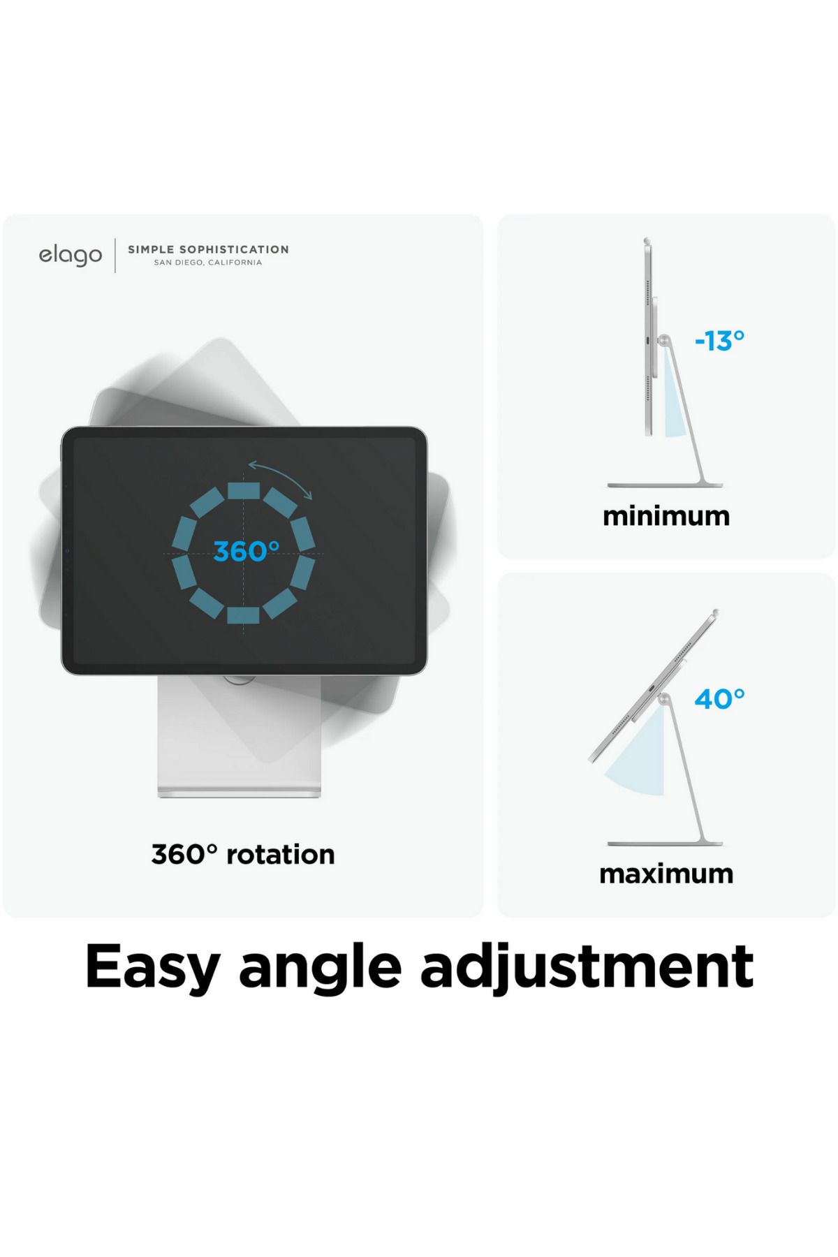 Elago-Apple Ipad - Magnetic Stand Compatible with All Models, Silver 2