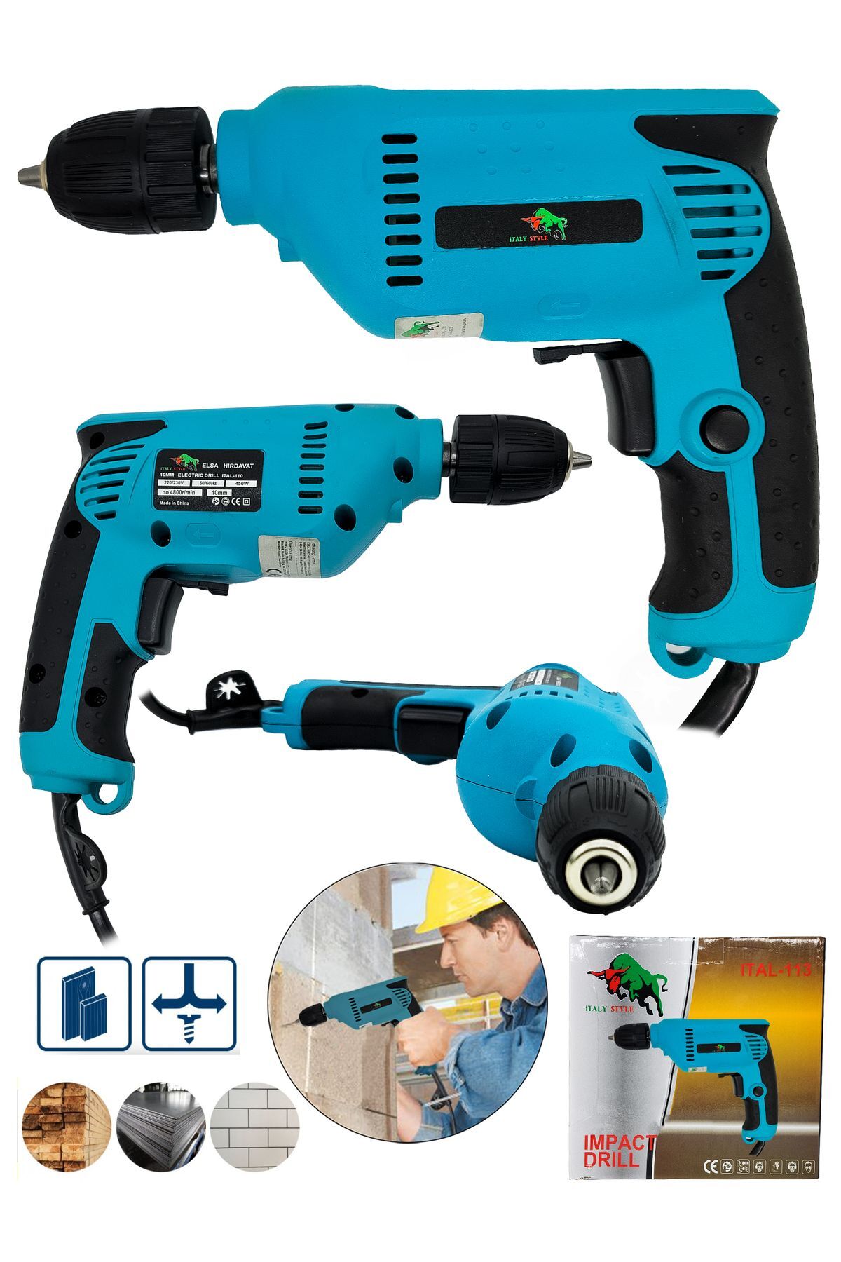 DAFLONG Profesional Elektrikli Matkap 13mm750w-mavı