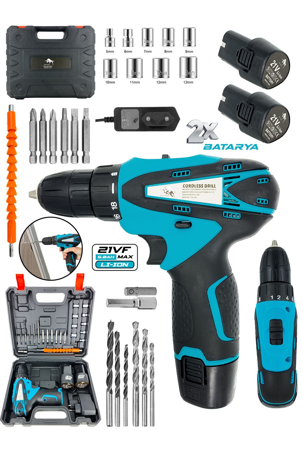 DAFLONG Şarjlı Matkap Lion Armut Batarya Metal Şanzuman Çift Akülü Vidalama