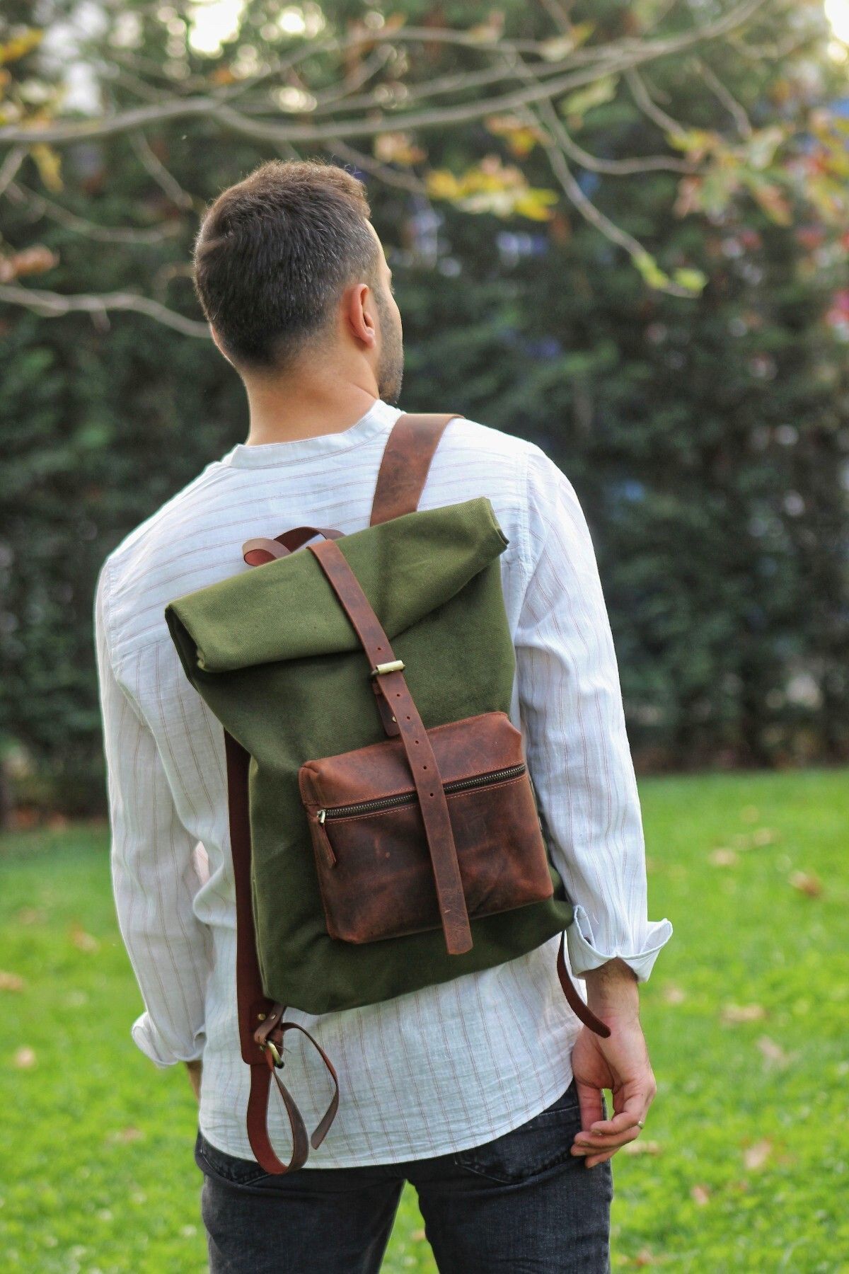 Small waxed canvas backpack outlet