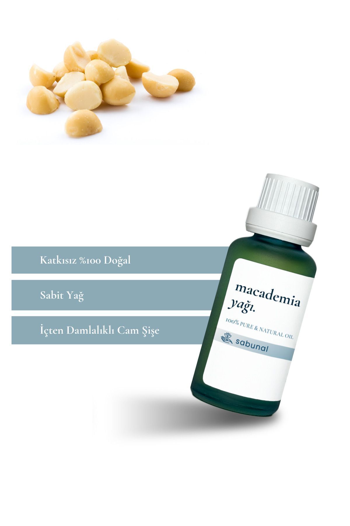 روغن ماکادمیا 30 میلی لیتر روغن طبیعی بازسازی کننده و یکسان کننده در برابر لک های پوستی sabunal