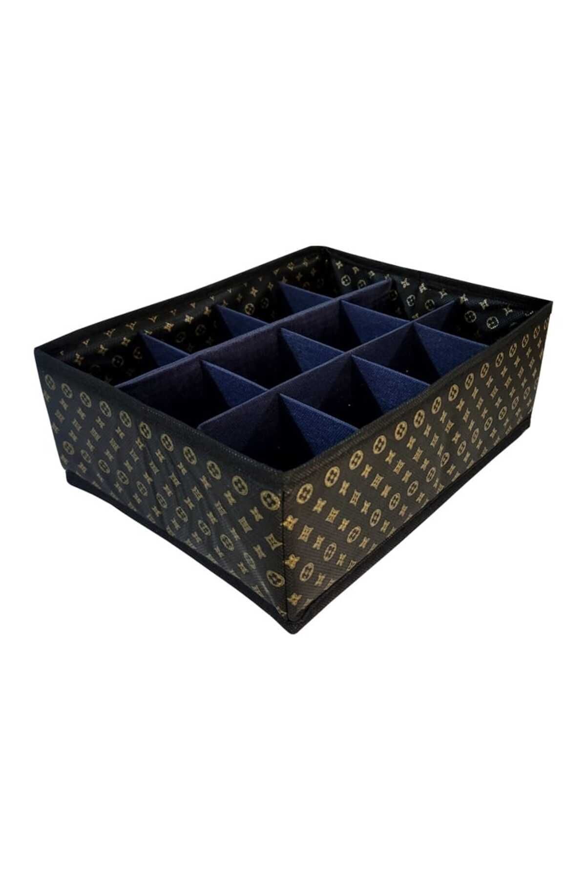 Practical organizer with 12 compartments inside 2 drawers -patterned, easy storage and layout