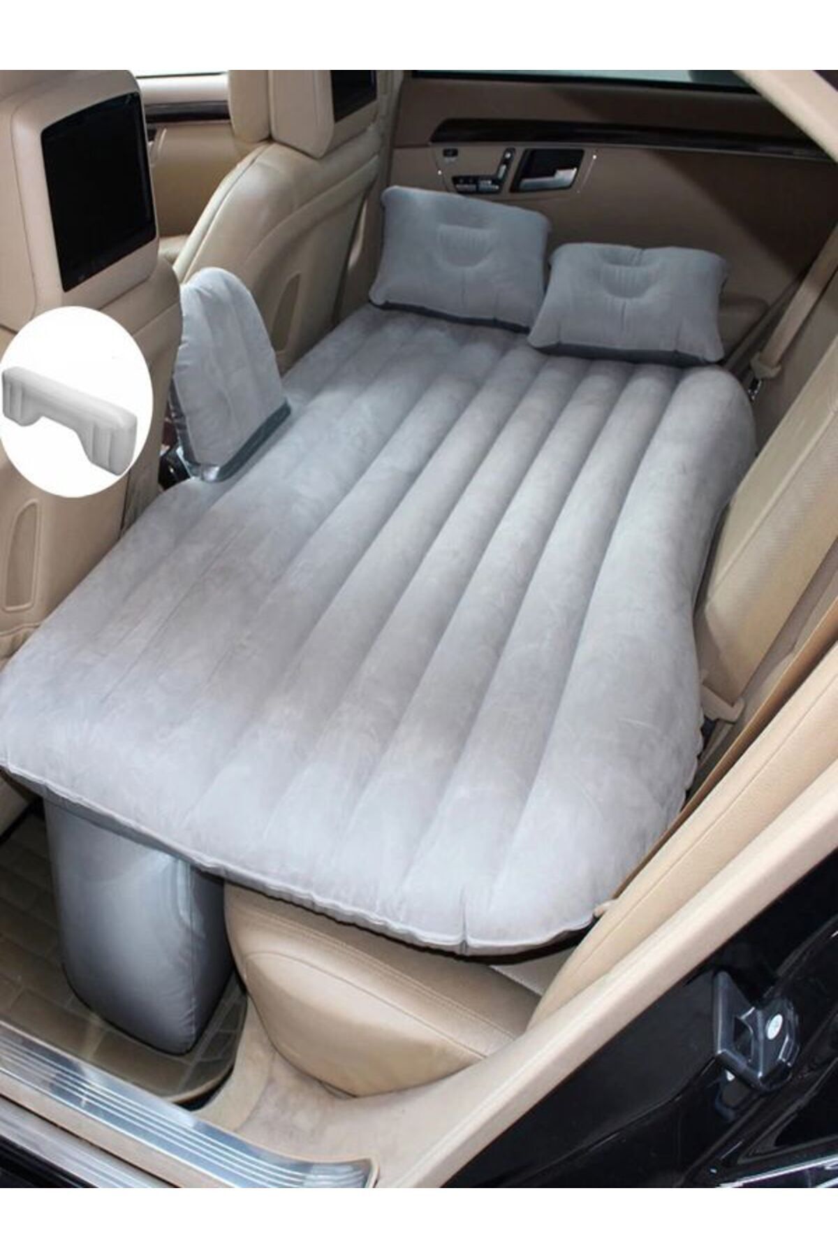 Genel Markalar Gri Şişme Yatak Arka Koltuk İçin 2 Adet Yastıklı, Araç İçi Yatak