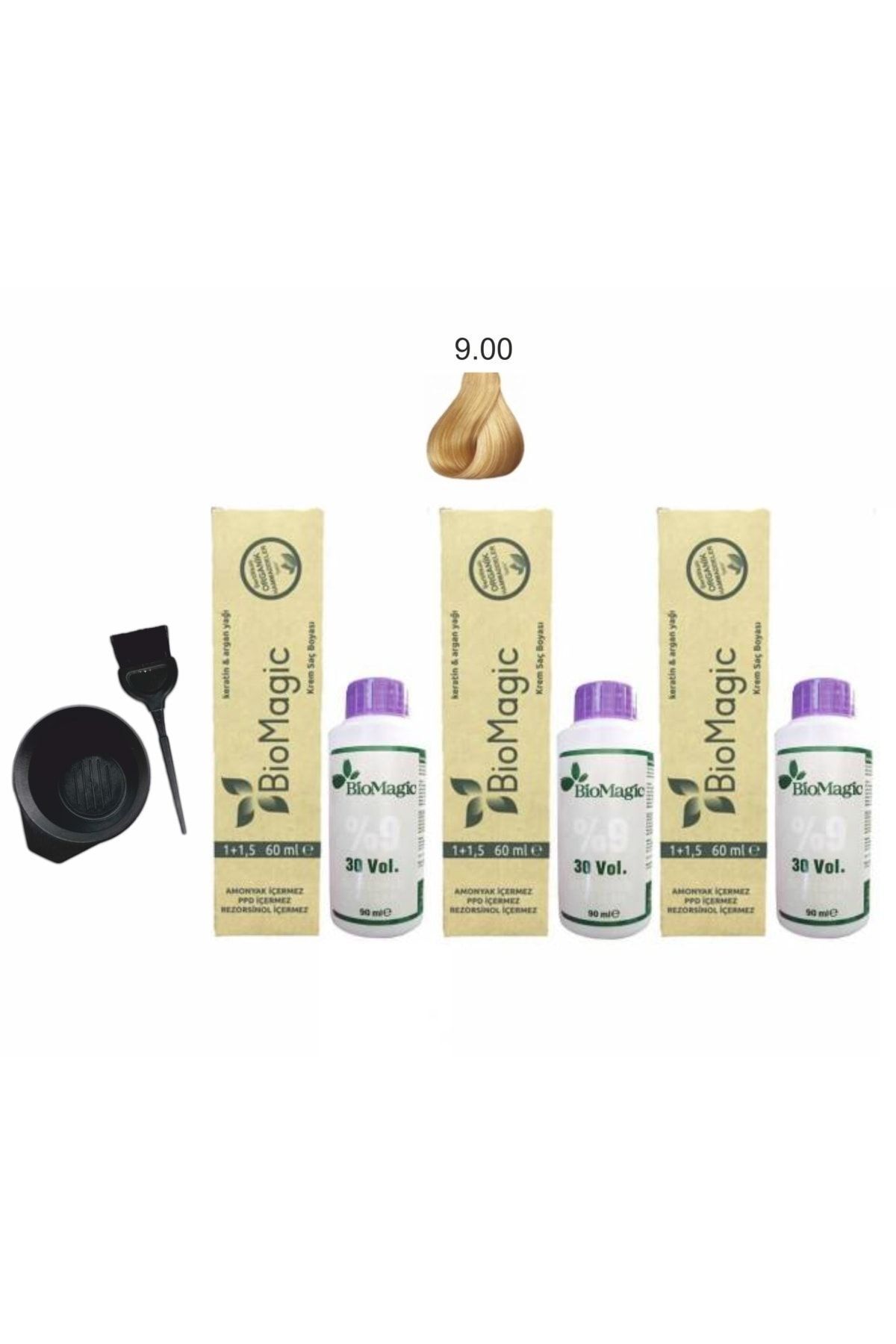 رنگ موی ارگانیک کراتین + آرگان 9.00 زرد 60 میلی لیتر BioMagic