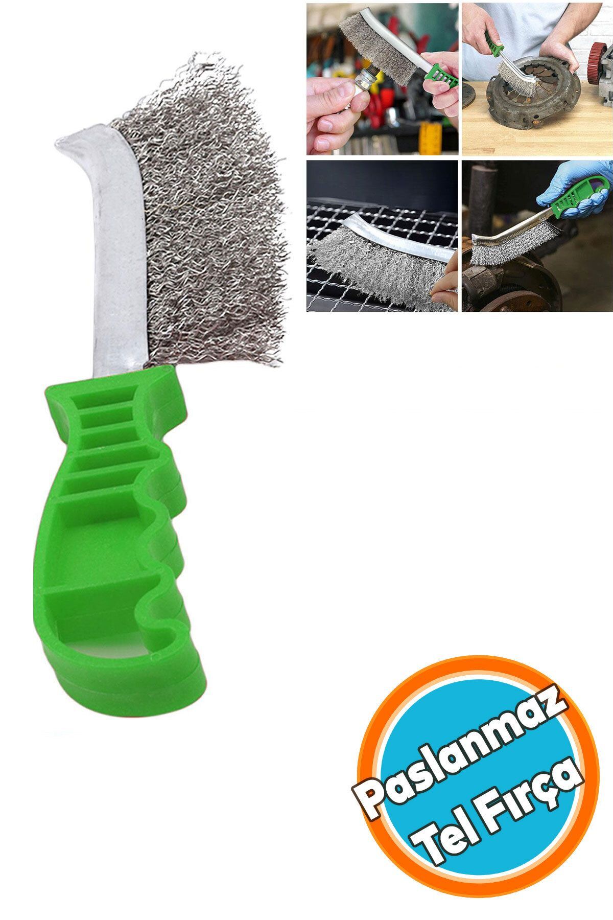 NZB Plastik Saplı Tel Fırça Paslanmaz Telli Kir Pas Temizleme Fırçası 23.5 cm