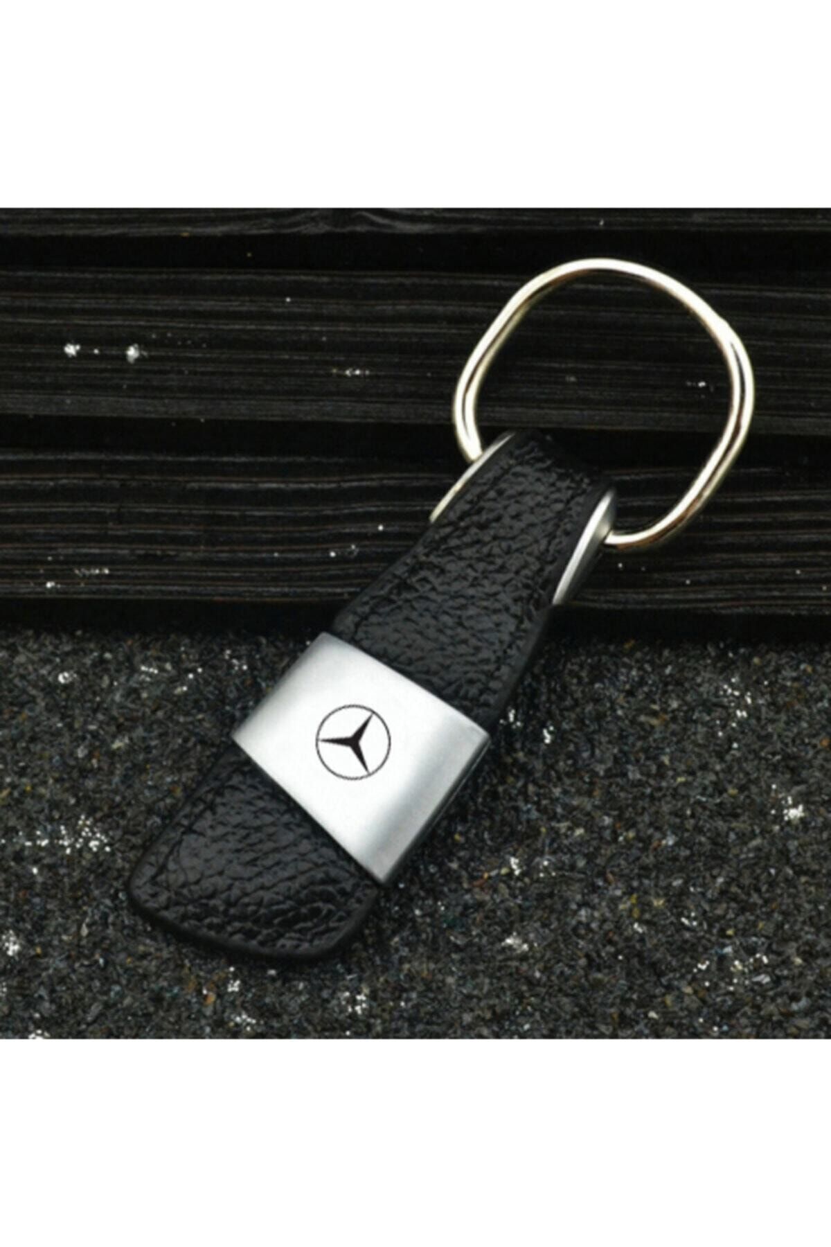 Genel Markalar Mercedes Logolu Metal Deri Anahtarlık