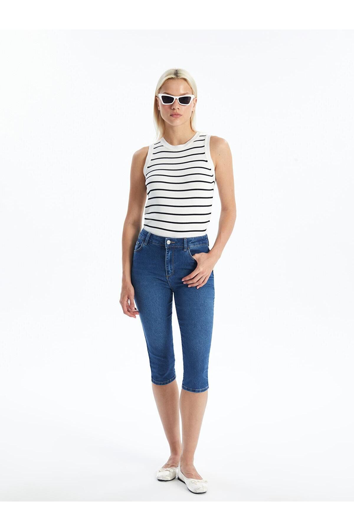 LC Waikiki LCWAIKIKI - Klasyczne, dopasowane, damskie jeansy Capri
