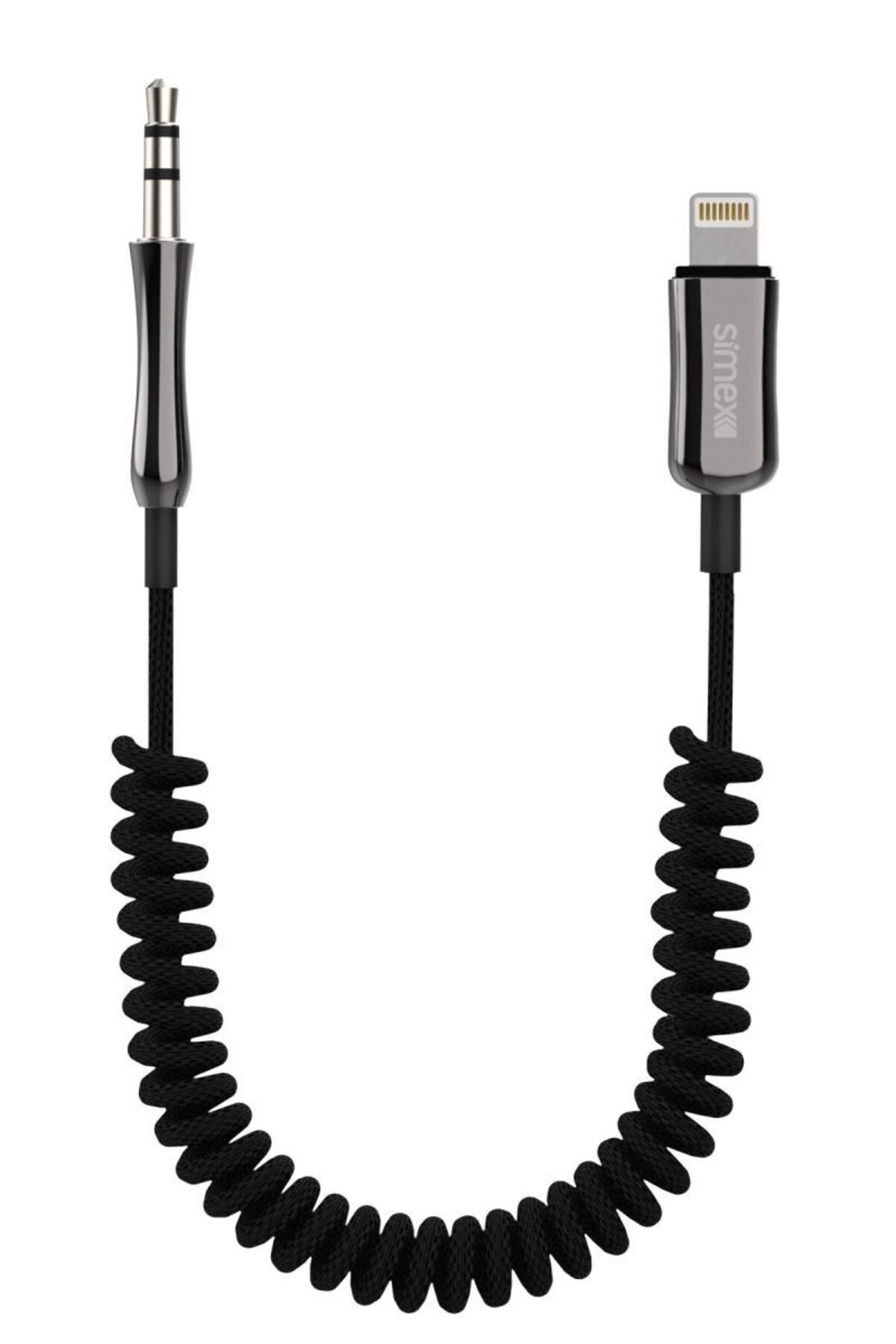 SA-01 Lightning To 3.5 Mm Iphone 7 8 X Xs 11 12 13 14 Pro Max Tak Çalıştır Spiralli AUX Kablosu