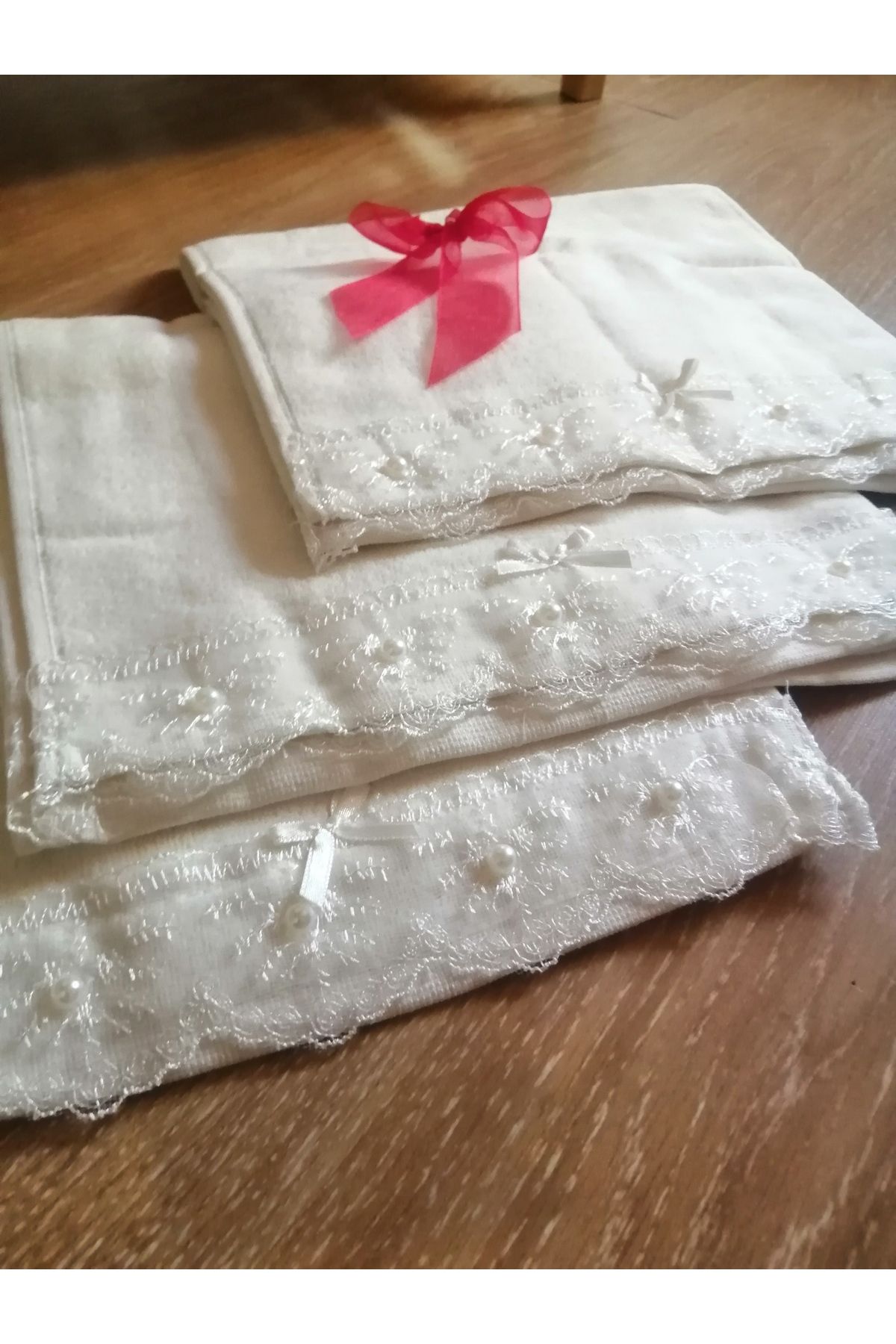 Neweste Pachet De 6 Prosoape De Mână Cu Dantelă De Perle - Cadou, Promisiune De Logodnă, Henna, Prosoape De Circumcizie Pentru Nuntă Și Mireasă - One