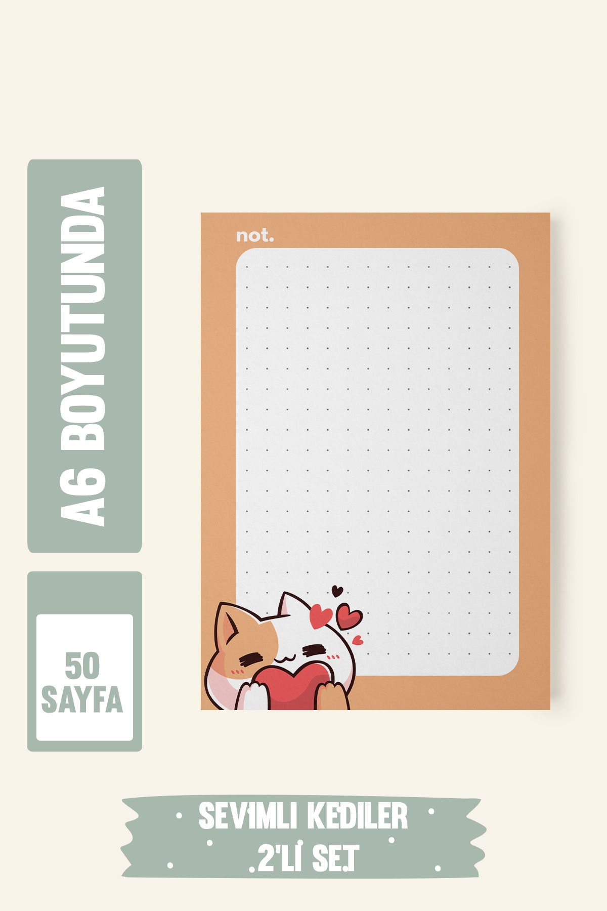 Srctech-50 Sheets Cute Cats A6 Notepad - Set of 2 1