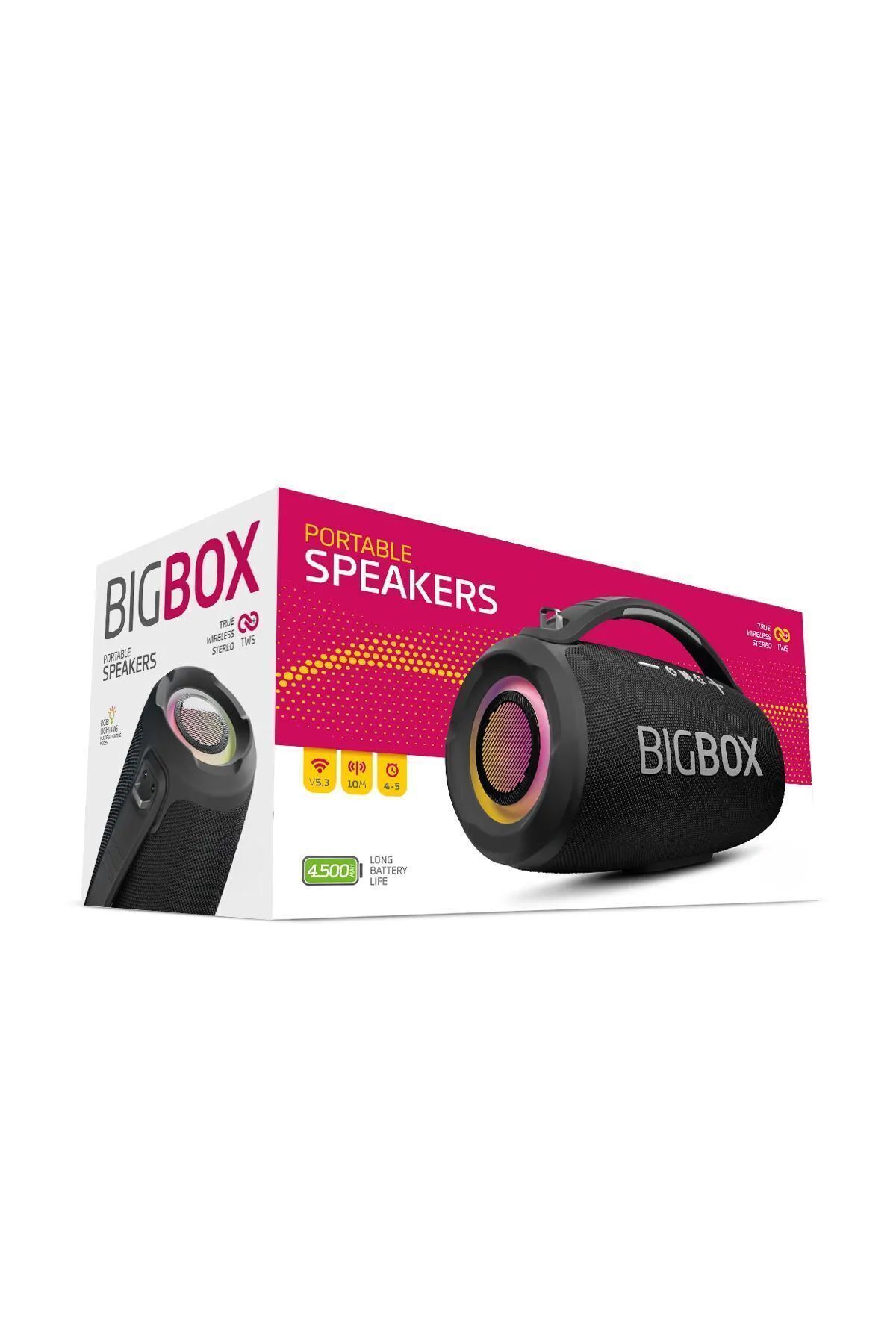 Bigbox 40W Güç Çift Bass Usb Hafıza Kartı Aux Fm RGB Led Işıklı Bluetooth Hoparlör Hi-Fi Ses Bombası 7