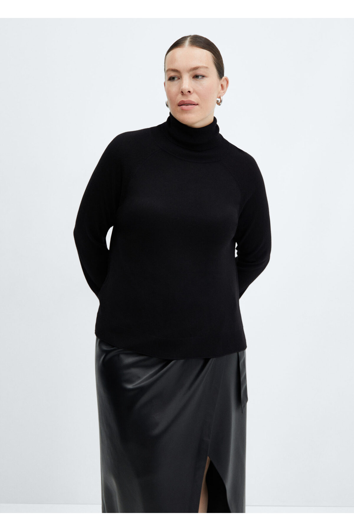 بافت و پلیور زنانه مشکی منگوMANGO | 67110462 اورجینال - تصویر 2