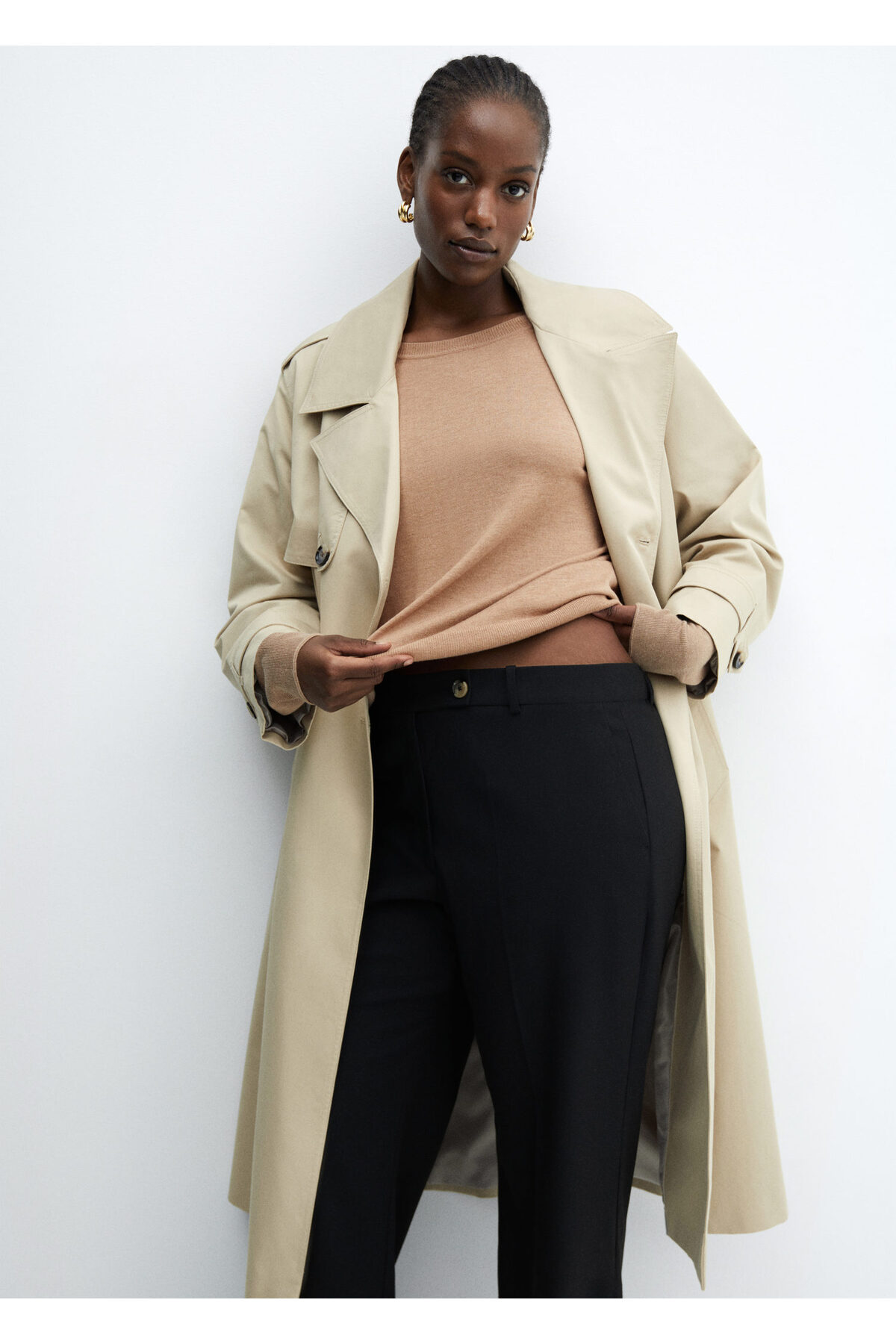 بافت و پلیور زنانه قهوه ای منگوMANGO | 67100463 اورجینال - تصویر 3