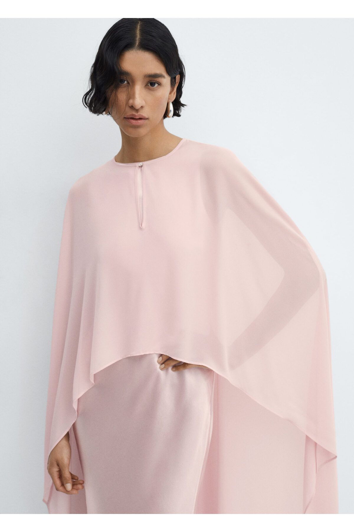 MANGO-Women's Pastel Pink Cape - 67046324 8