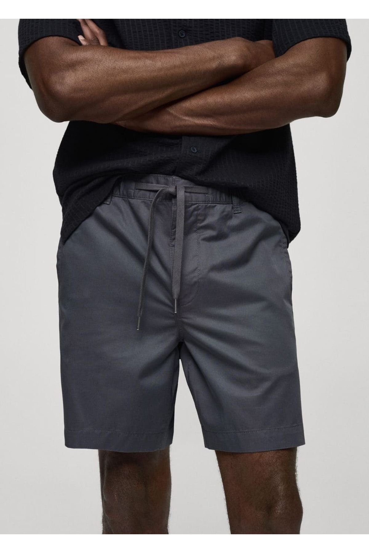 MANGO Man-100% Cotton Drawstring Bermuda Shorts 7