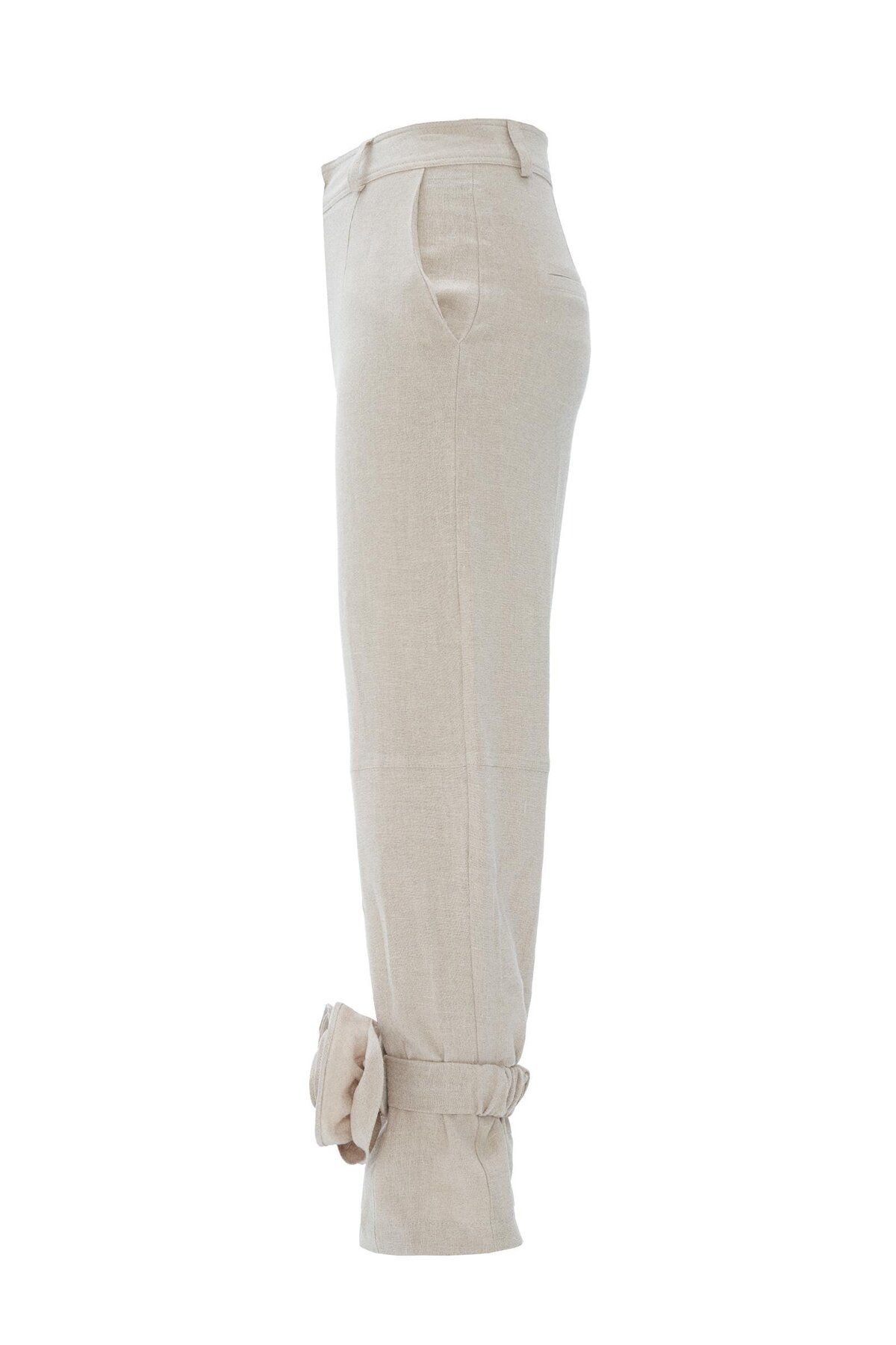 NOK İSTANBUL-Beige Color 100% Linen So Cool Pants 3