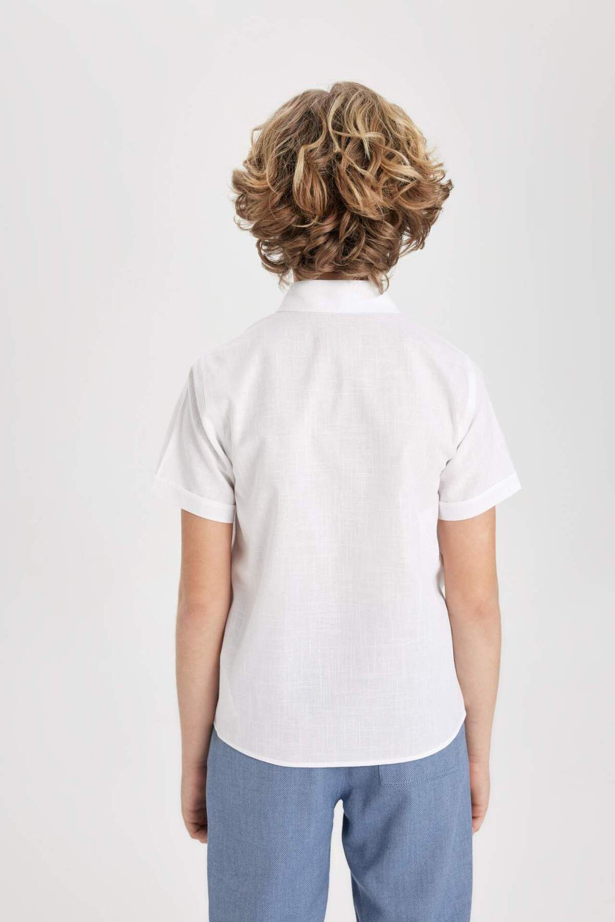 DeFacto-Boy's Linen Look Short Sleeve Shirt Z3204a623sm 6
