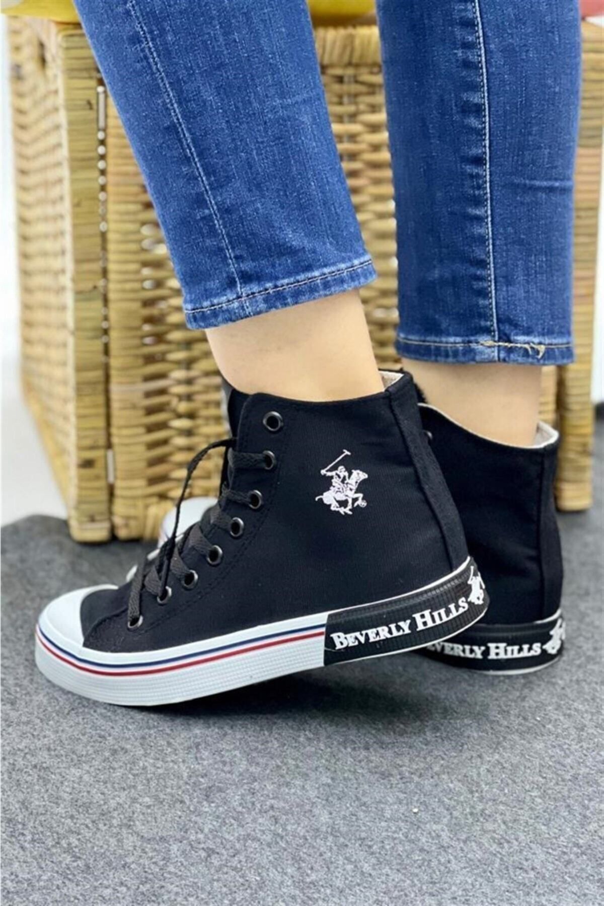 Beverly Hills Polo Club Linen Black High Top Sports Shoes 10141 Black High Top Trendyol