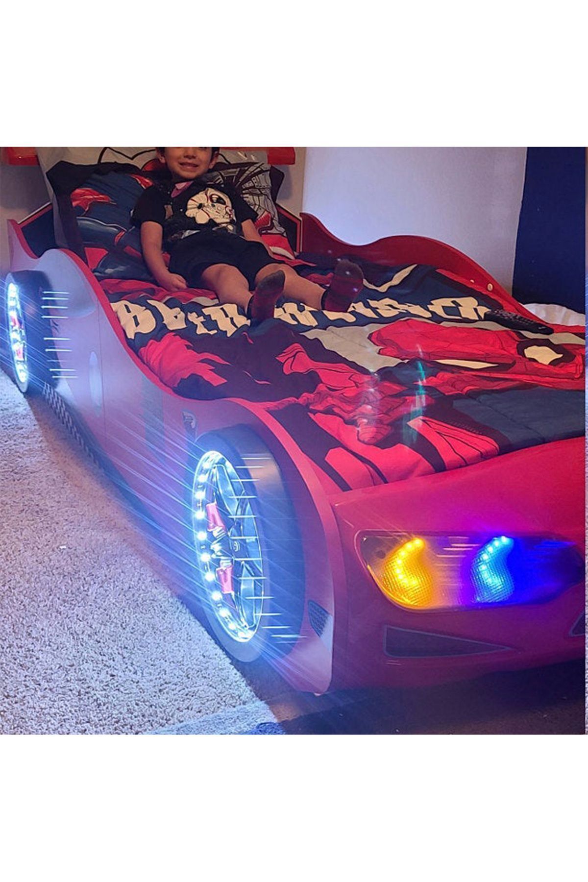inegoldeneve Gt1 - Bmw - Kırmızı Arabalı Yatak - Araba Karyola - M7 Serisi - Full Ledli fotoğrafı 6 (önizleme)