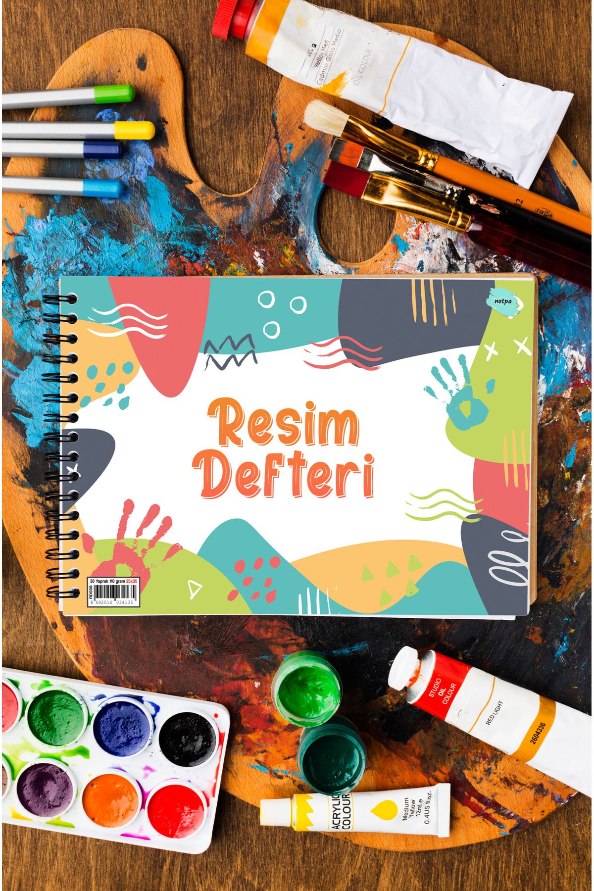 kutuTR-لوحة رسم فاخرة بغطاء خشبي مقاس 25x35 - 110 جم، 30 ورقة، RD008 6