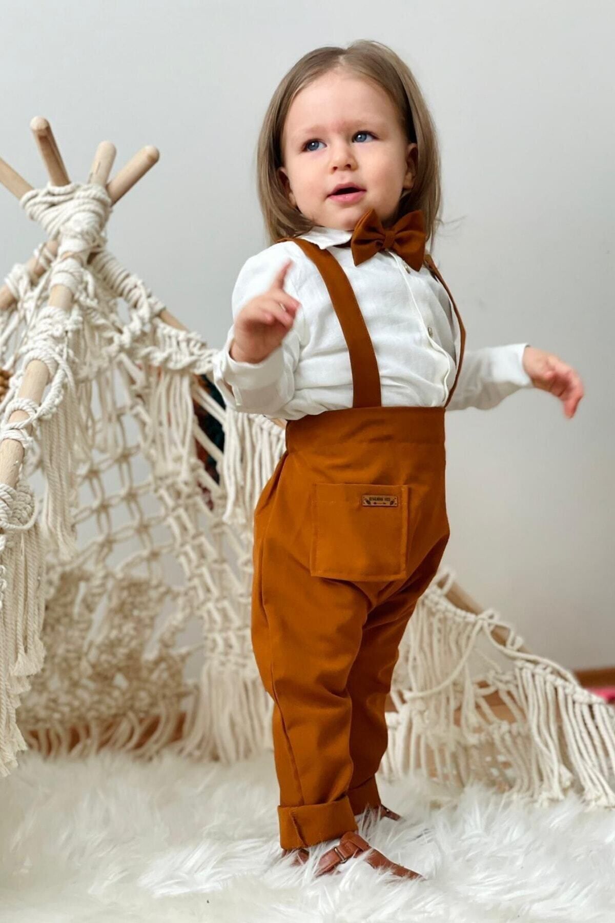 bohemiankids Cămașă Și Papion Maro Pentru Băieți Și Fete, Cadou De Sărbătoare, Îmbrăcăminte Pentru Bebeluși Și Copii Unisex - 5 years old