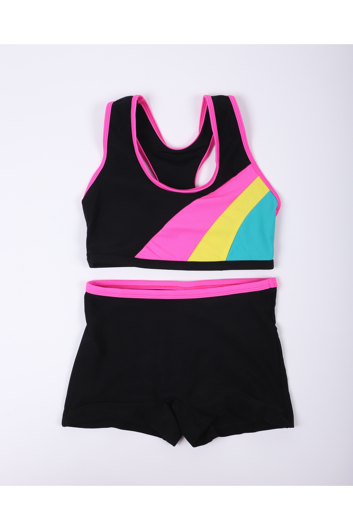 Girls Black Color Swimwear Bottom-Top Set Swimwear Bikini