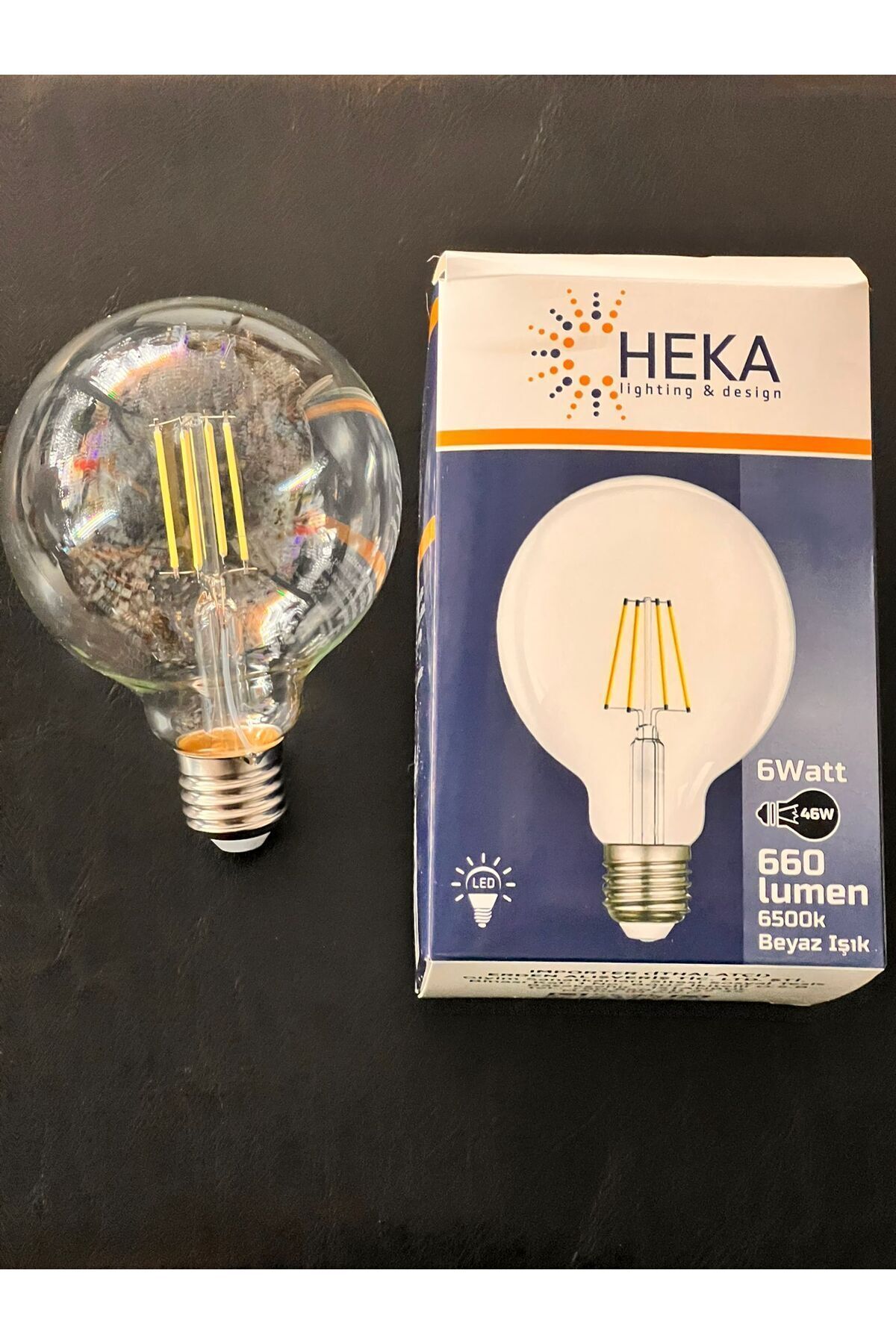 G95 10W ランプ Heka 6 WATT 660 LÜMEN 6500 KELVİN BEYAZ IŞIK G95 LEDLİ RUSTİK