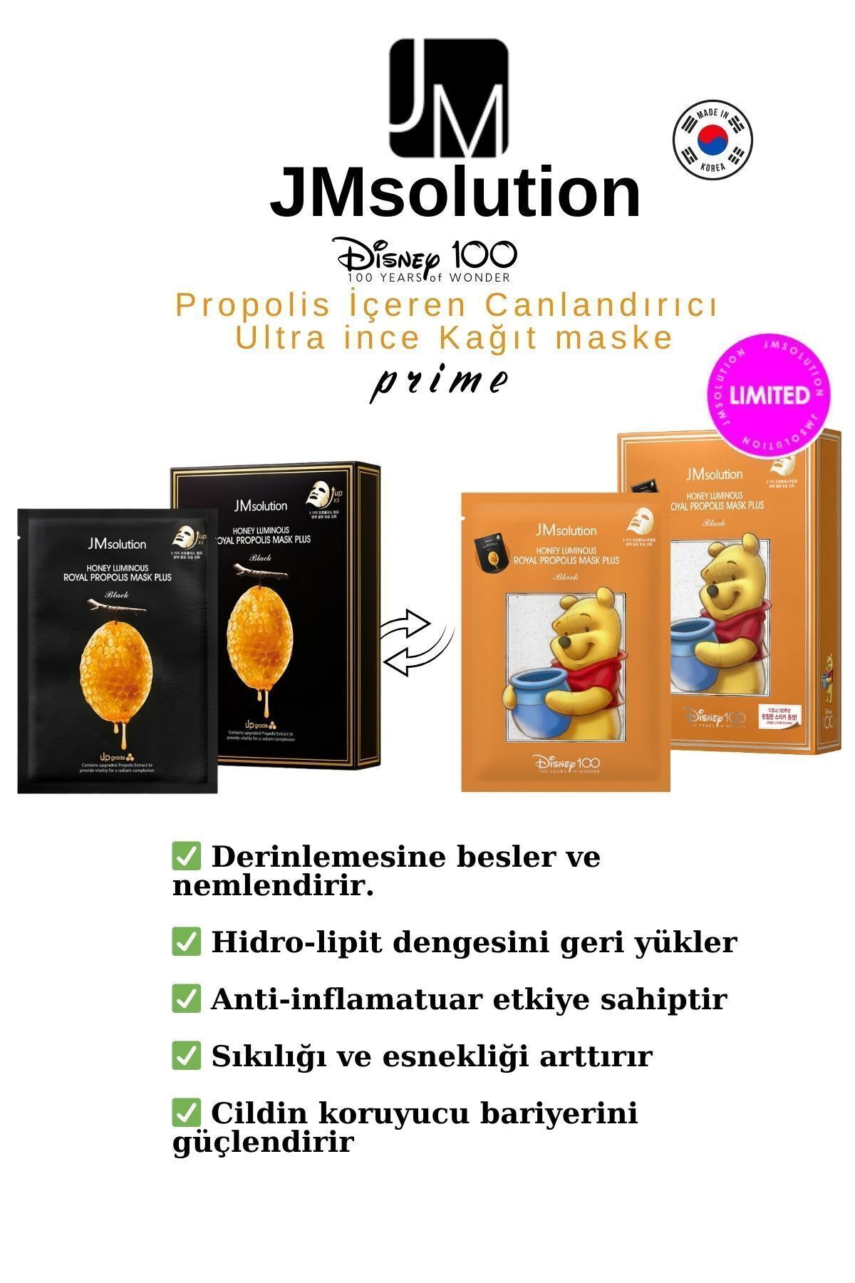 JMsolution-Jm Solution Honey-luminous Royal Propolis Extract Hydrogel Paper Face Mask 1 Pack (10pcs) 2
