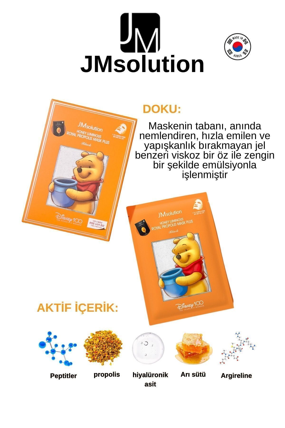 JMsolution-Jm Solution Honey-luminous Royal Propolis Extract Hydrogel Paper Face Mask 1 Pack (10pcs) 4