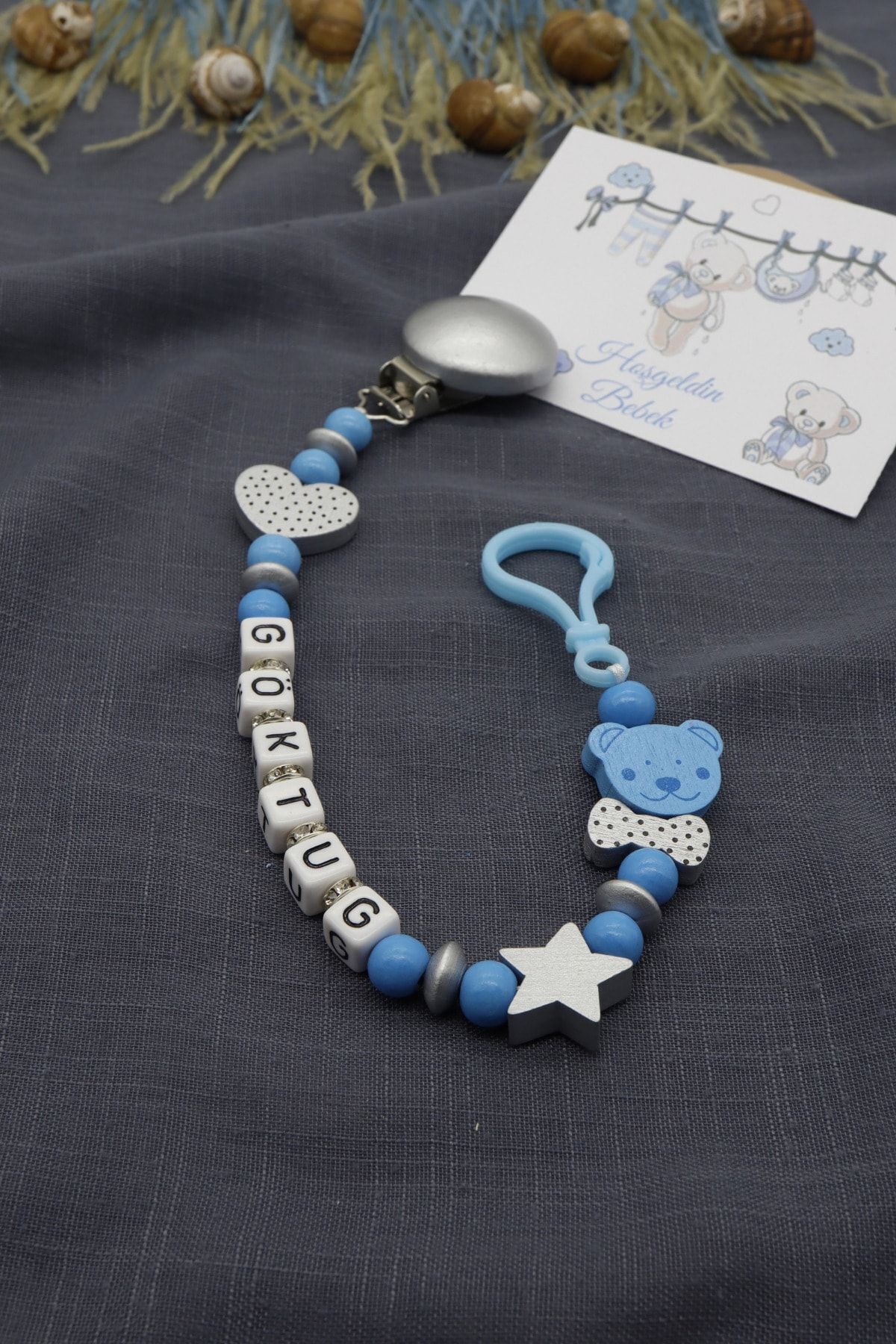 lilamtasarım Isimli Bebek Emzik Zinciri fotoğrafı 2 (önizleme)