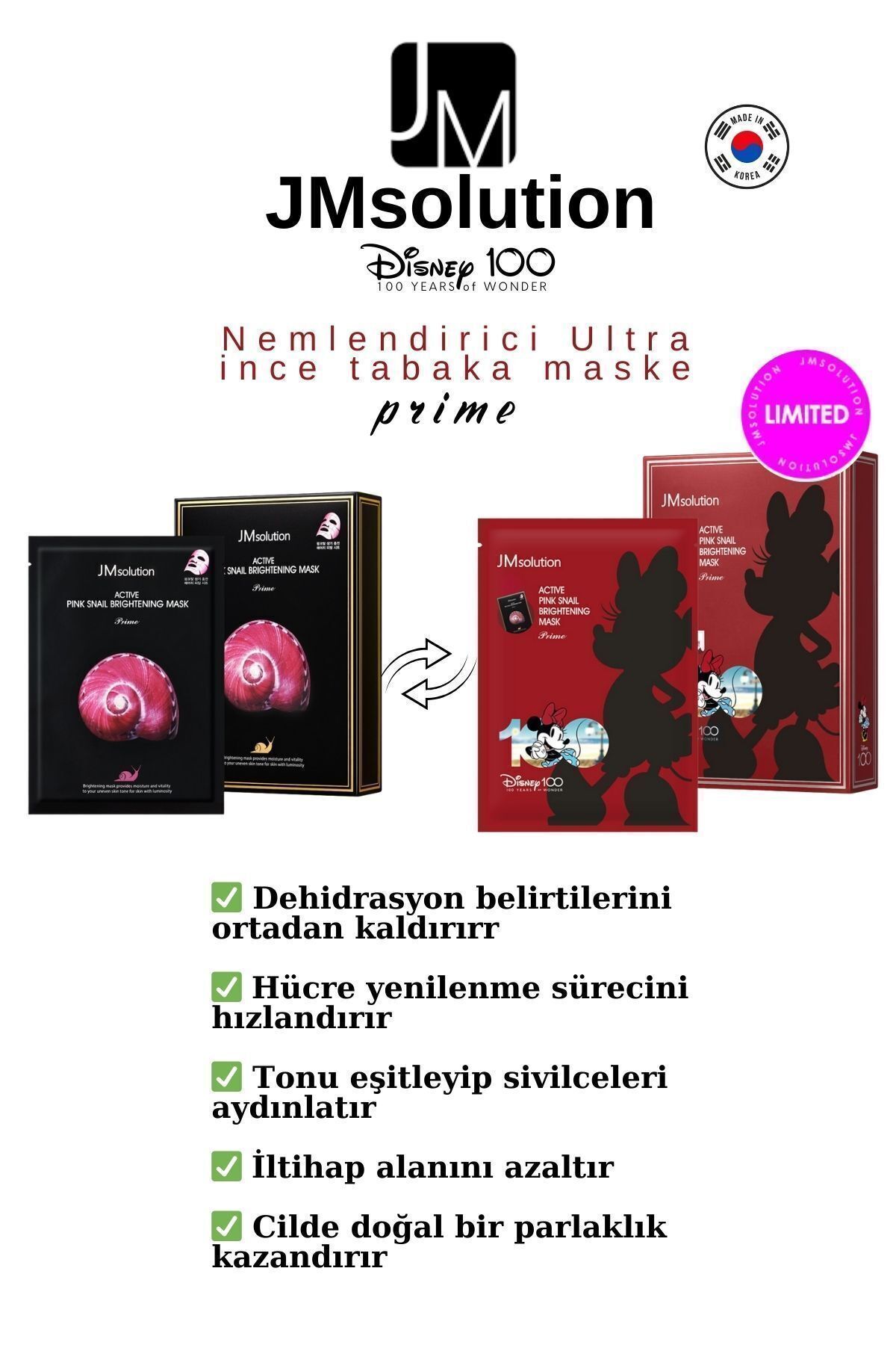 JMsolution-Active Pink Snail - Revitalizing, Brightening Face Mask with Snail Mucin (1 PACK 10PCS MASK) 2