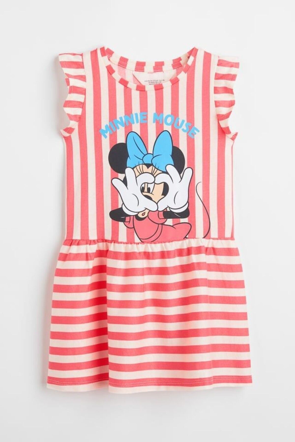 Pink Hippo Kids-Minnie Mouse Pattern - Girl's Striped Sleeveless Summer Dress 2